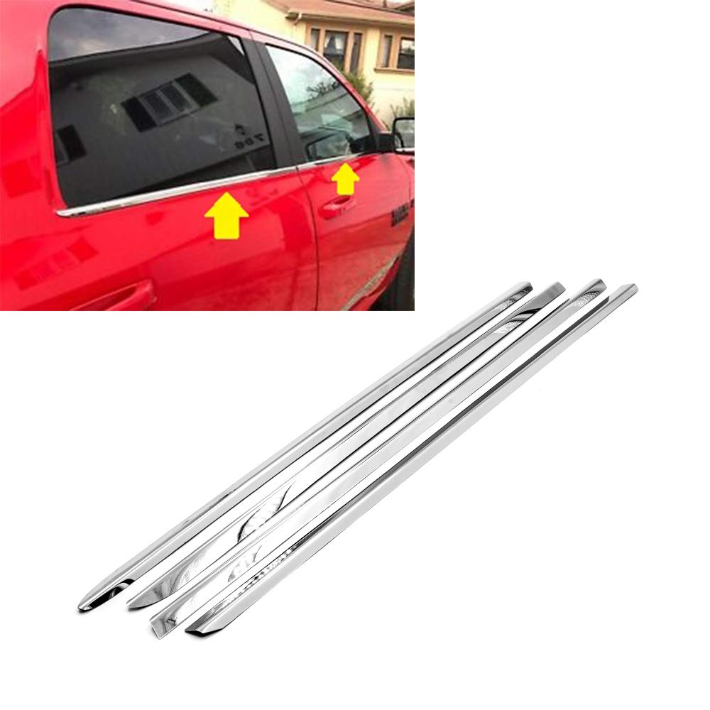 Sizver Polished Stainless Steel Window Sills Trims For 2009-2017 Dodge Ram 1500 Crew Cab/Mega Cab ^Rear Window Sill Measures At
