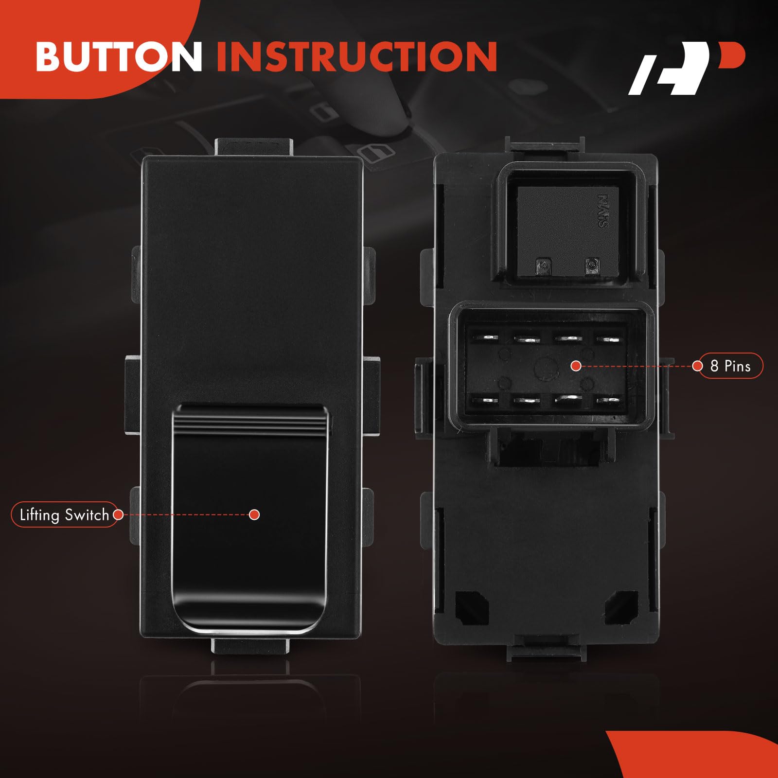 A-Premium Rear Side 2-PC Set Window Switch Compatible with Chevrolet Silverado 1500 2500 HD 3500HD, Traverse & GMC Sierra 1500, Acadia & Buick Enclave & Saturn Outlook, Replace# 22895546, 25877777