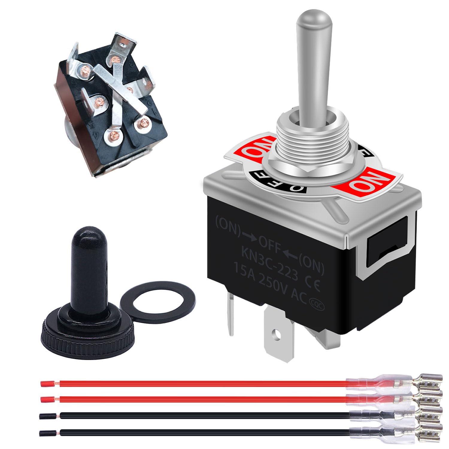 weideer Momentary Reverse Polarity Switch 12V 30A Motor Control RV Jack Switch DPDT 4 Pin (ON)-Off-(ON) Toggle Switch with Water