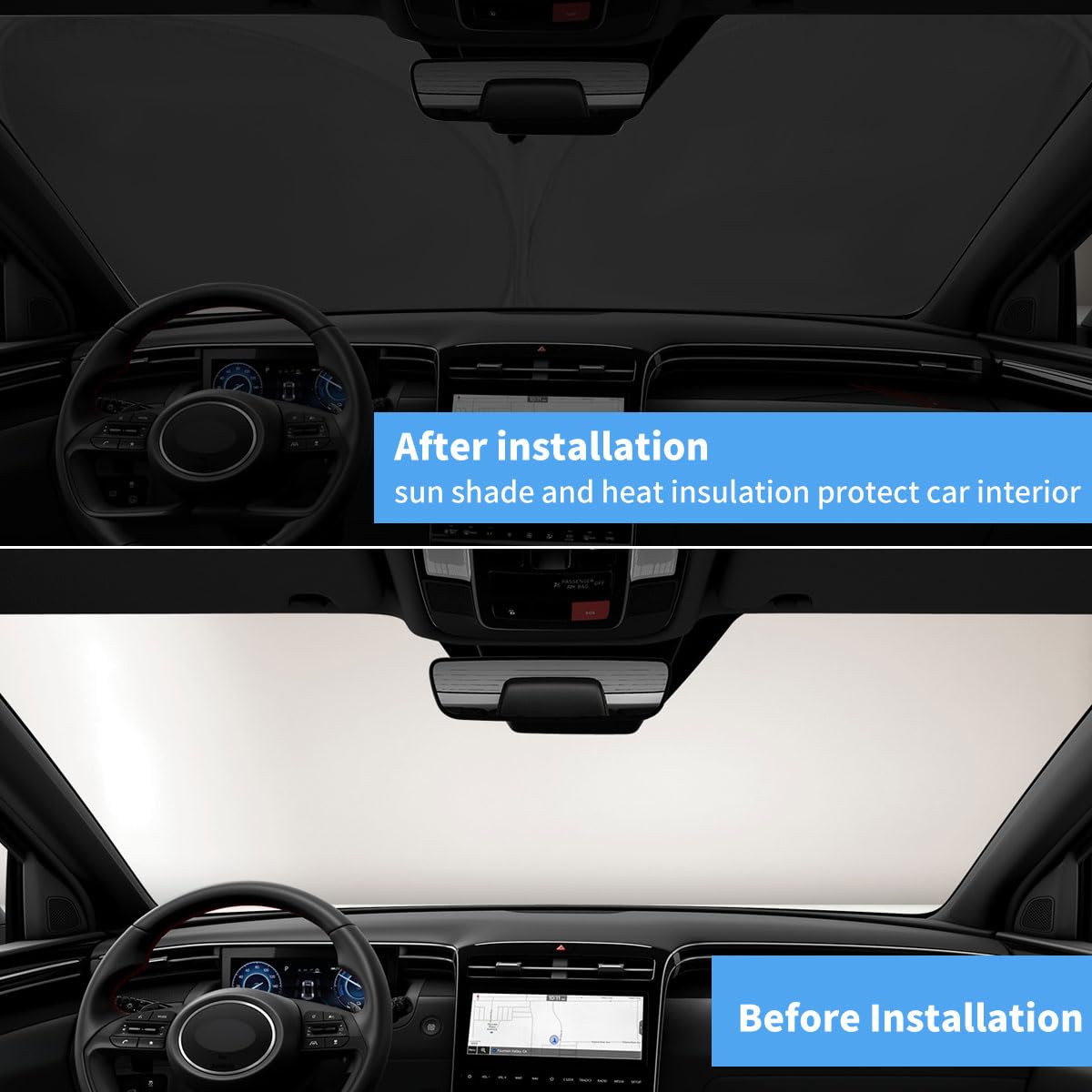 Windshield Sun Shade For Hyundai Tucson Accessories Foldable Window Sunshade Fit 2025 2024 2023 2022 Hyundai Tucson Front Window