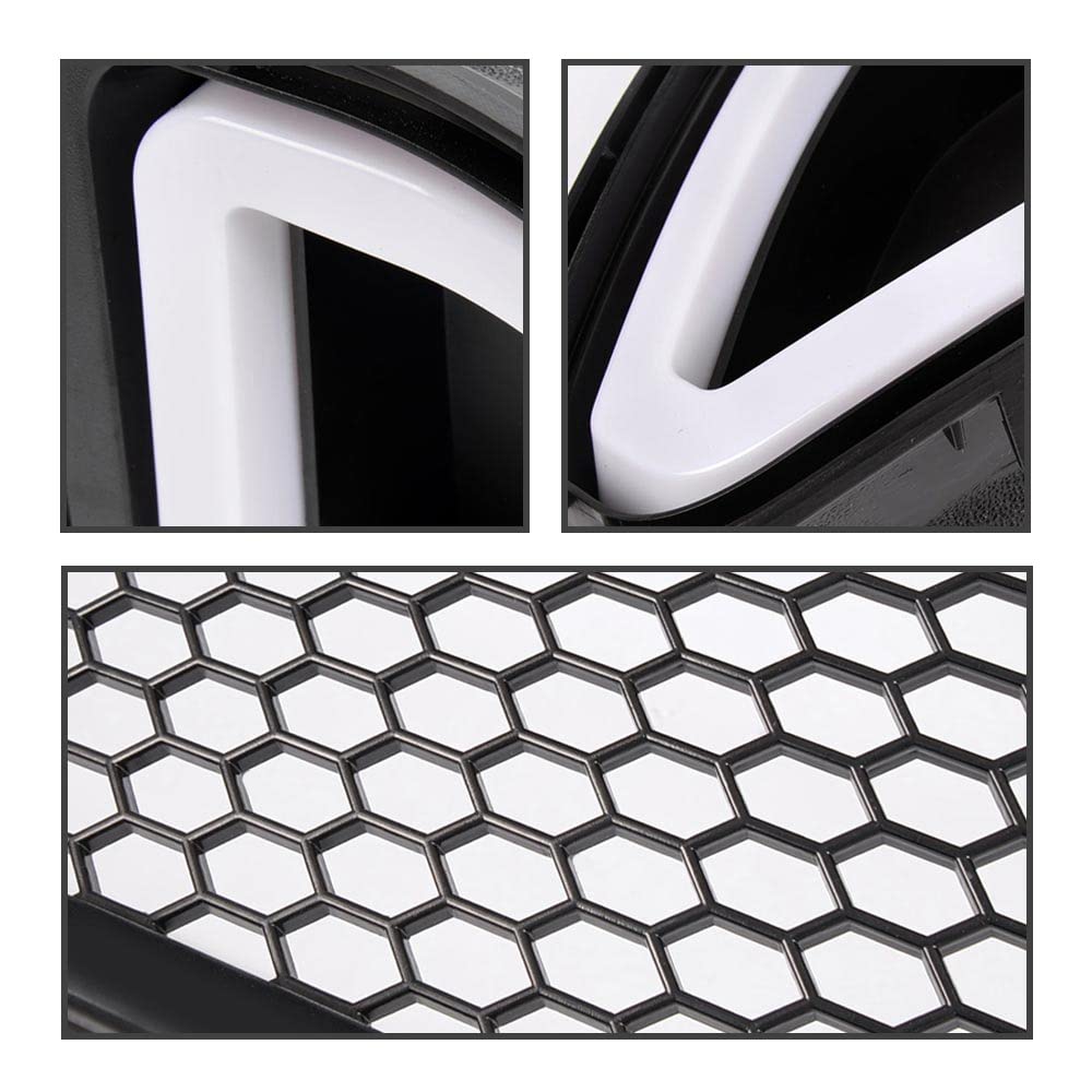 Pit66 Front Hood Upper Grille With White Drl Led Light, Compatible With 2015-2017 Ford Mustang