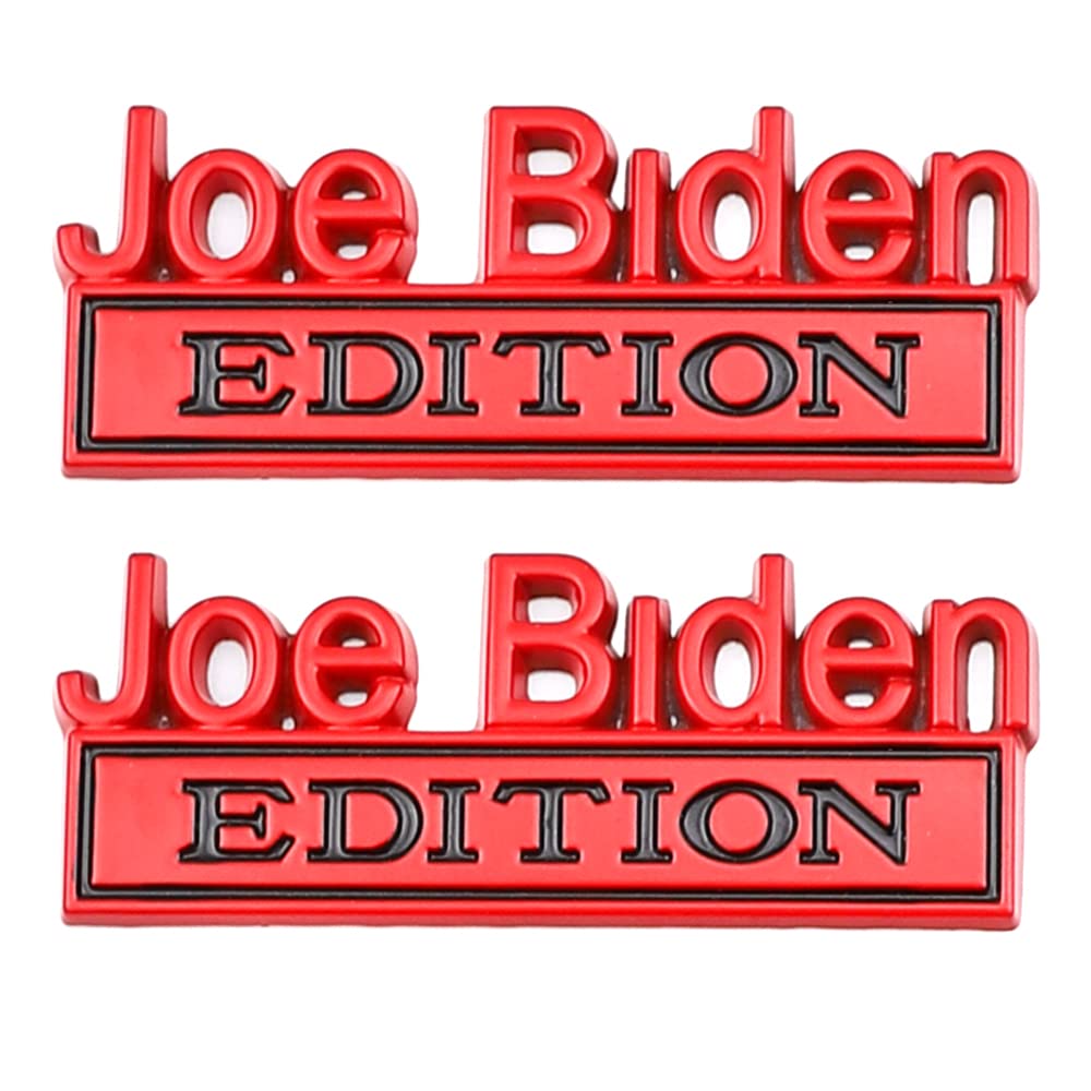 2 Pcs Joe Biden Edition Emblem Car Side Rear Front Hood Trunk Door Badge 3D Decal Sticker Fit For Car Truck Suv (Joe Biden, Red)