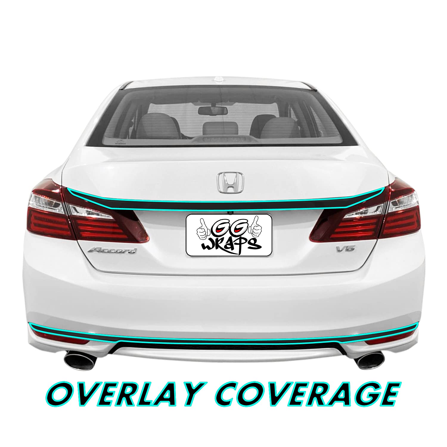 SlickMod Gloss Black Chrome Delete Vinyl Overlay Full Kit for 2016-2017 Honda Accord Sedan Trunk Trim & Diffuser