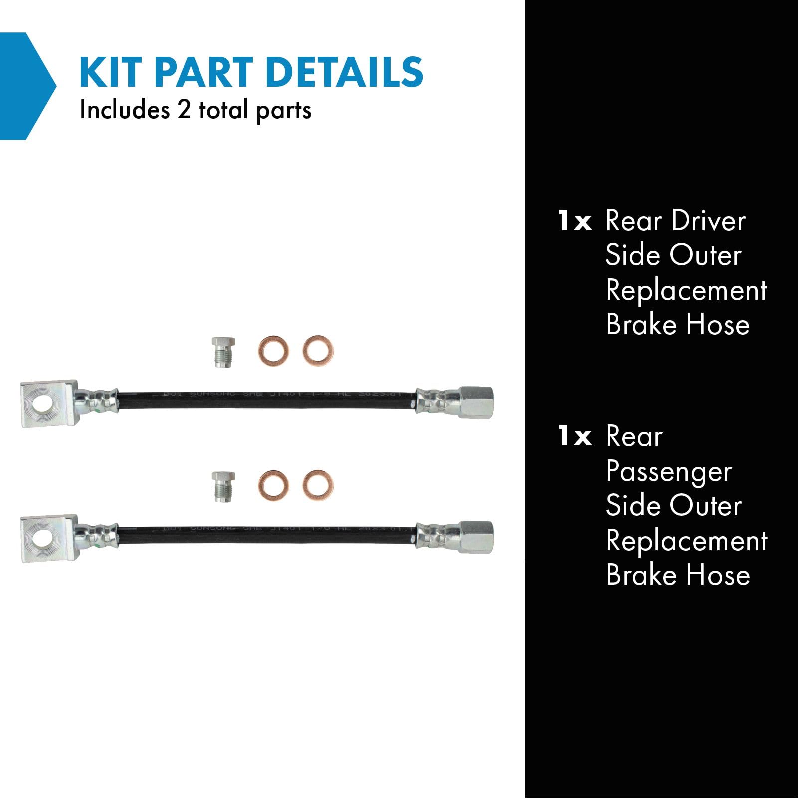 Trq Rear Brake Hose Set Compatible With 2003-2004 Dodge Dakota 2003 Durango