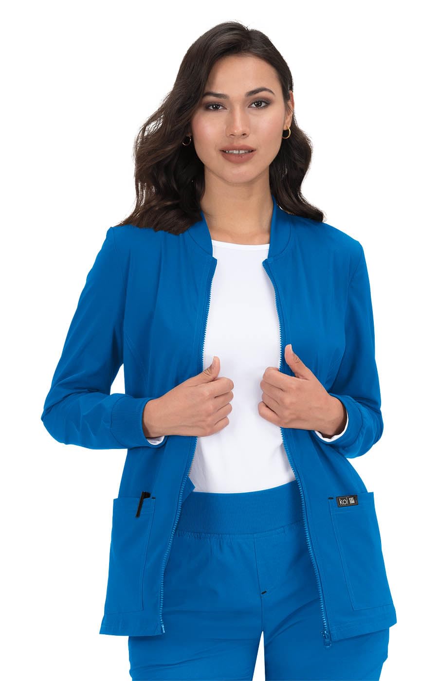 Koi Basics Andrea Women'S 4-Pocket Stretch Jacket Royal Blue Xx-Small