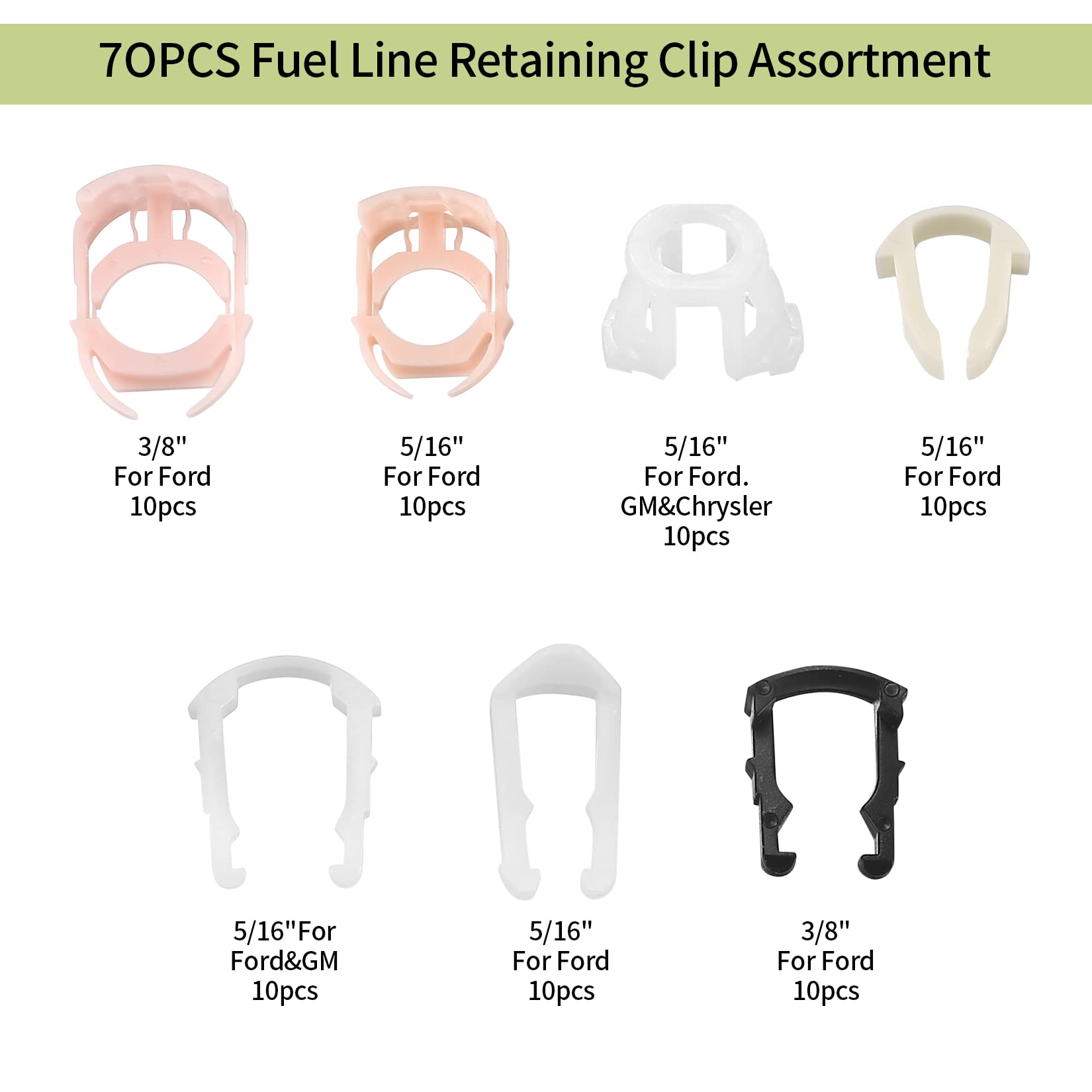 77 Pcs Fuel Line Retainer Clip Assortment Kits, Car Auto Fuel Line Retaining Clips, 3/8'' 5/16'' Fuel Line Hose Pipe Retainer Re