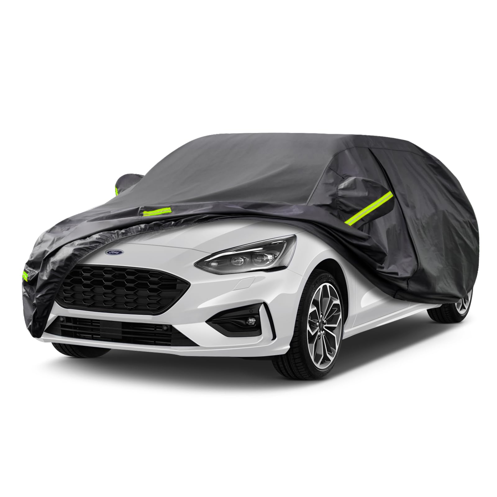 Kaugung 7 Layers Car Cover Custom Fit Ford Focus Hatchback From 1999 To 2025, Waterproof All Weather Resistant Outdoor Indoor Su