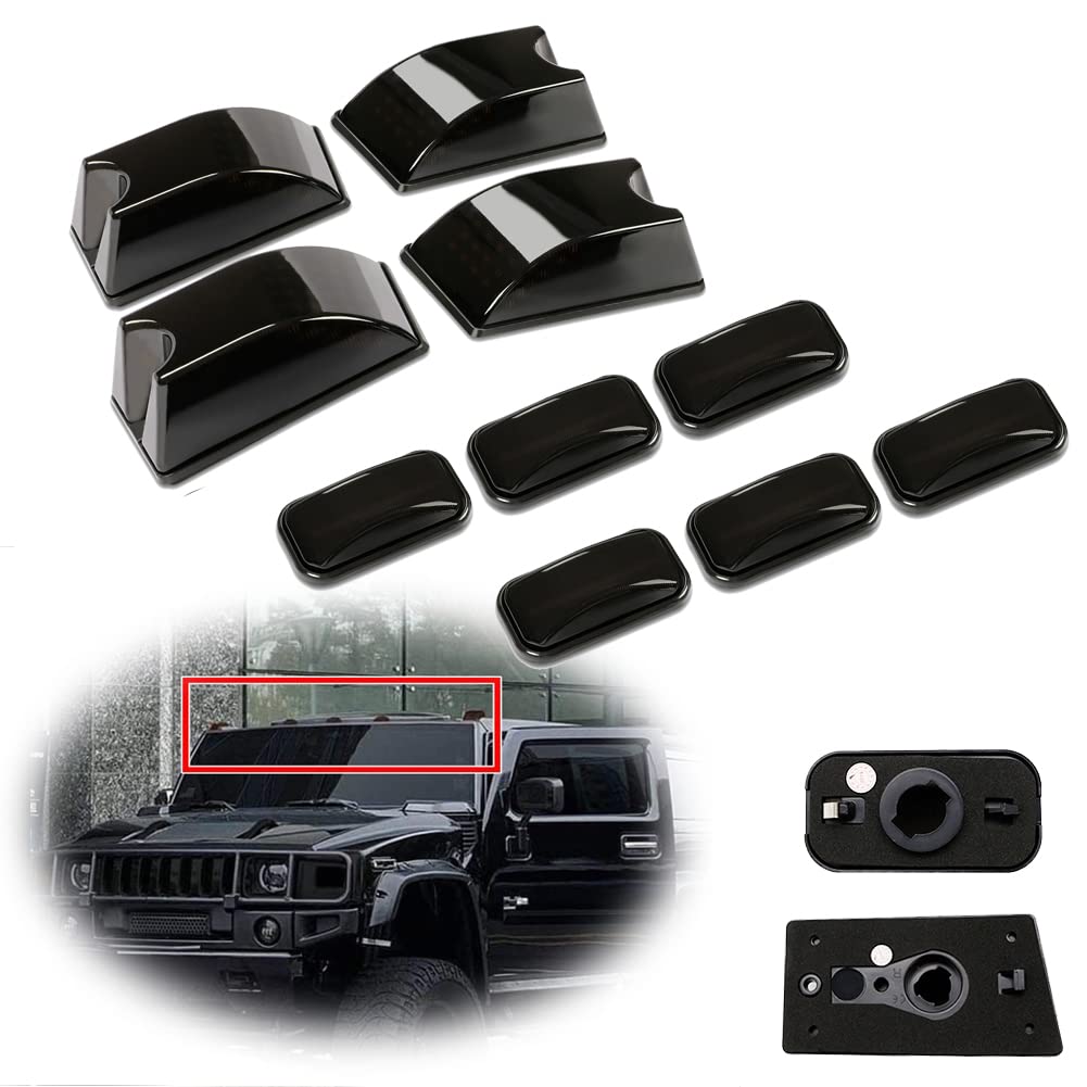 Gtinthebox 10Pcs Smoked Lens Front Rear Cab Roof Halogen Light Housing Top Clearance Marker Lamp Shell Compatible With 2003-2009