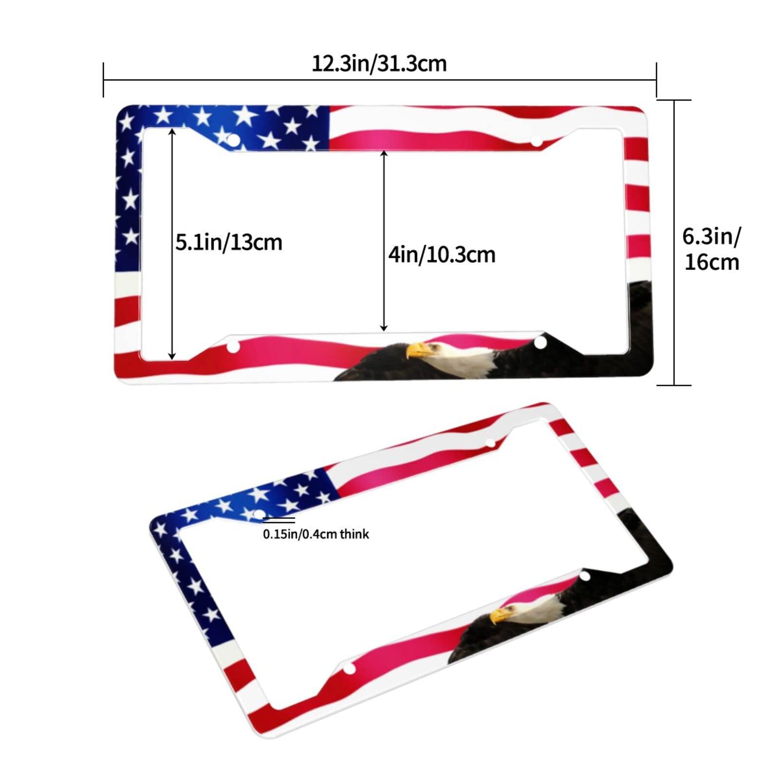 American Flag Eagle Patriotic License Plate Frames Covers Holders Us American Waving Flag Eagle Car Tags Frames Holders Stainless Aluminum 2 Pack 4 Holes Decorative 2 Pcs Set For Men Women Vehicle