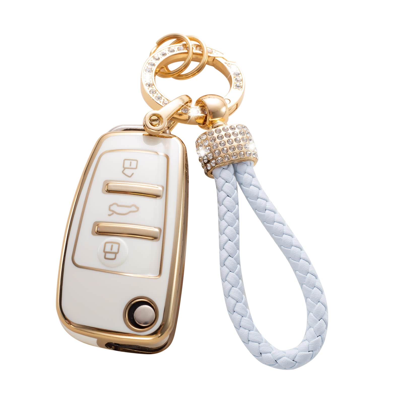 Gematay For Audi Key Fob Cover, Key Case Shell Compatible With Audi A1 A3 Q3 Q7 R8 A6L Tt Smart Key Protector