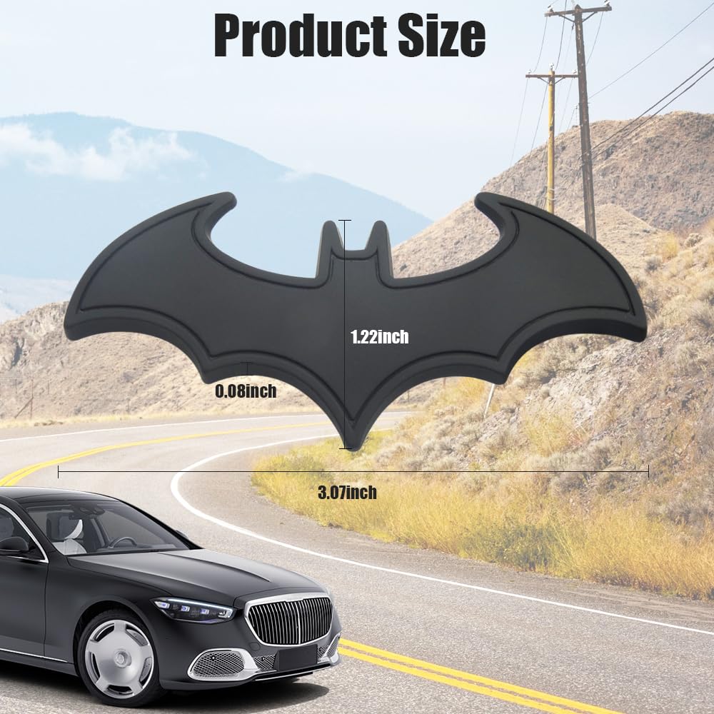 Pincuttee 2PC 3D Metal Sticker for Car,Bat Sticker for Car, Car Emblem Stickers,Car Exterior Decal and Sticker,Bumper Sticker fo