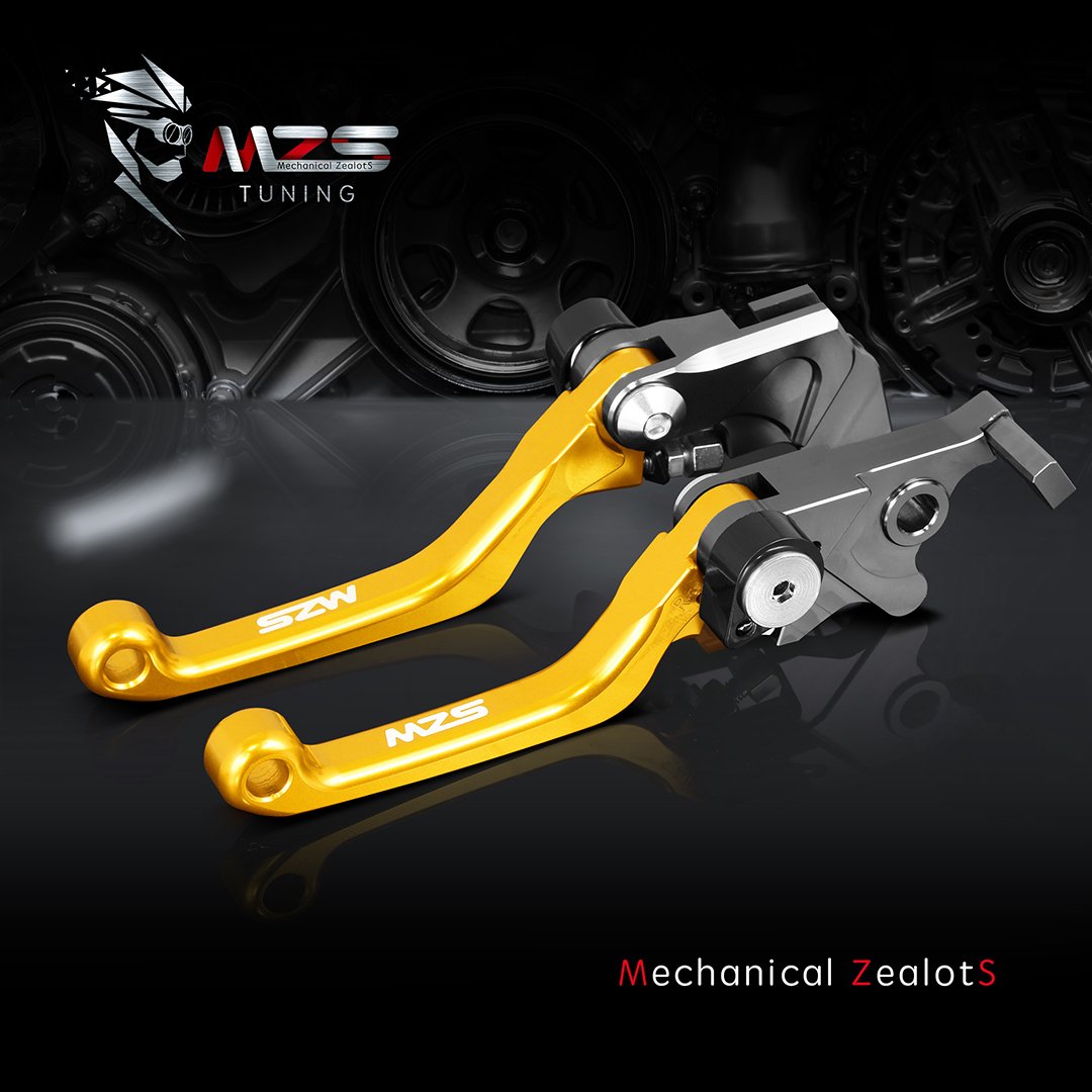 Mzs Gold Dirt Bike Brake Clutch Levers Pivot Adjustable Cnc Compatible With Dr200S 2015-2019 | Dr250R 1996-2000 | Drz400 Drz400S Drz400Sm 2000-2021 | Djebel250Xc 1998-2007