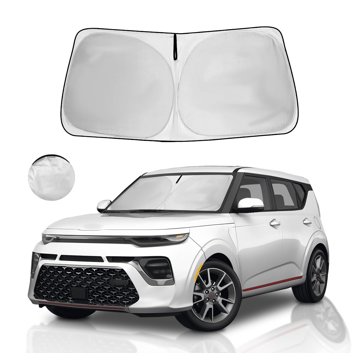 Custom Fit Kia Soul Sun Shade Windshield Sunshade Window Cover, Front Window Shade Sun Visor For Kia Soul 2010-2025, 4 Layers Uv