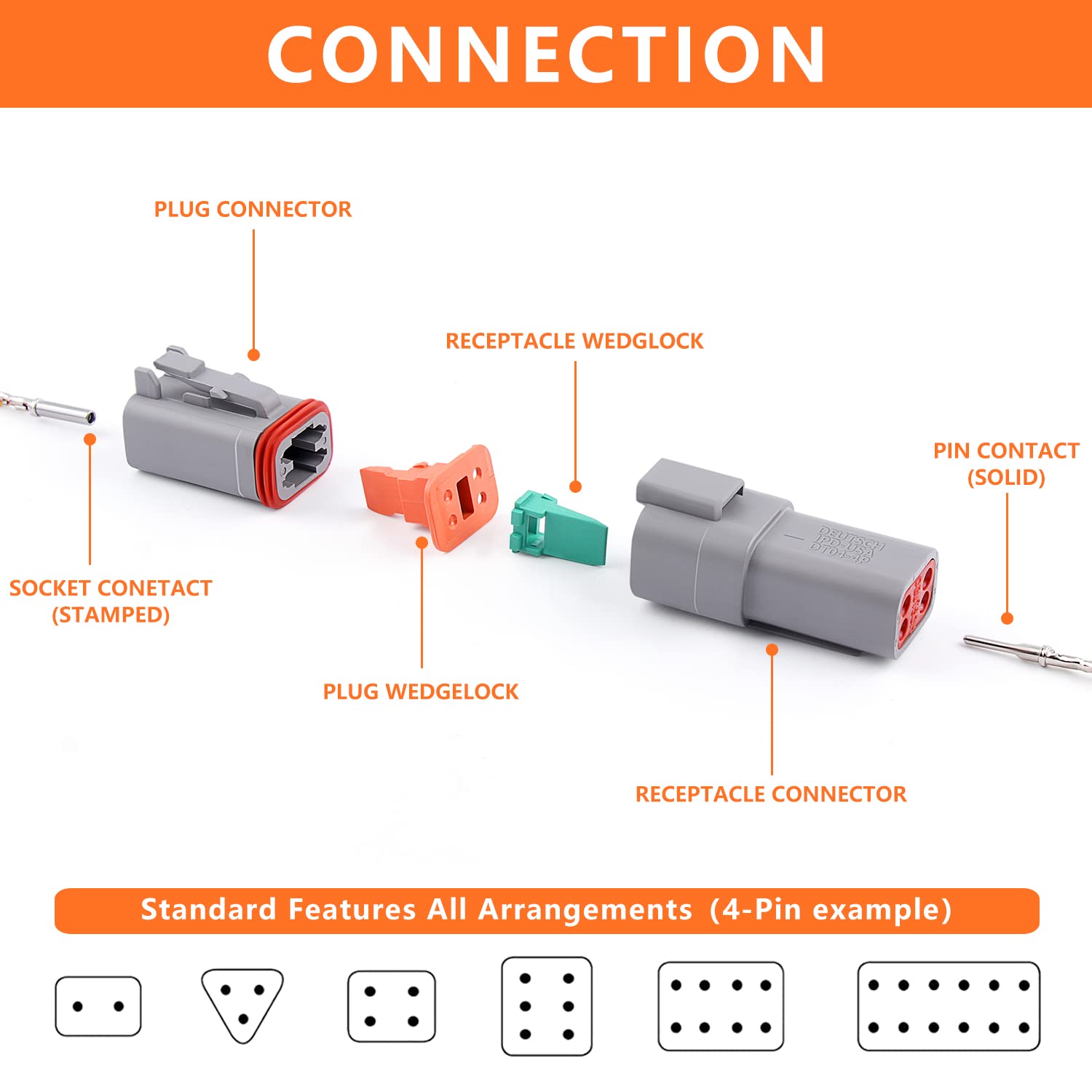 Newdeli Deutsch Connector Kit 188Pcs 12 Sets 2 3 4 6 8 12 Pin Connectors With Size 16 Stamped Contacts 14-20Awg Dt Series Sealed