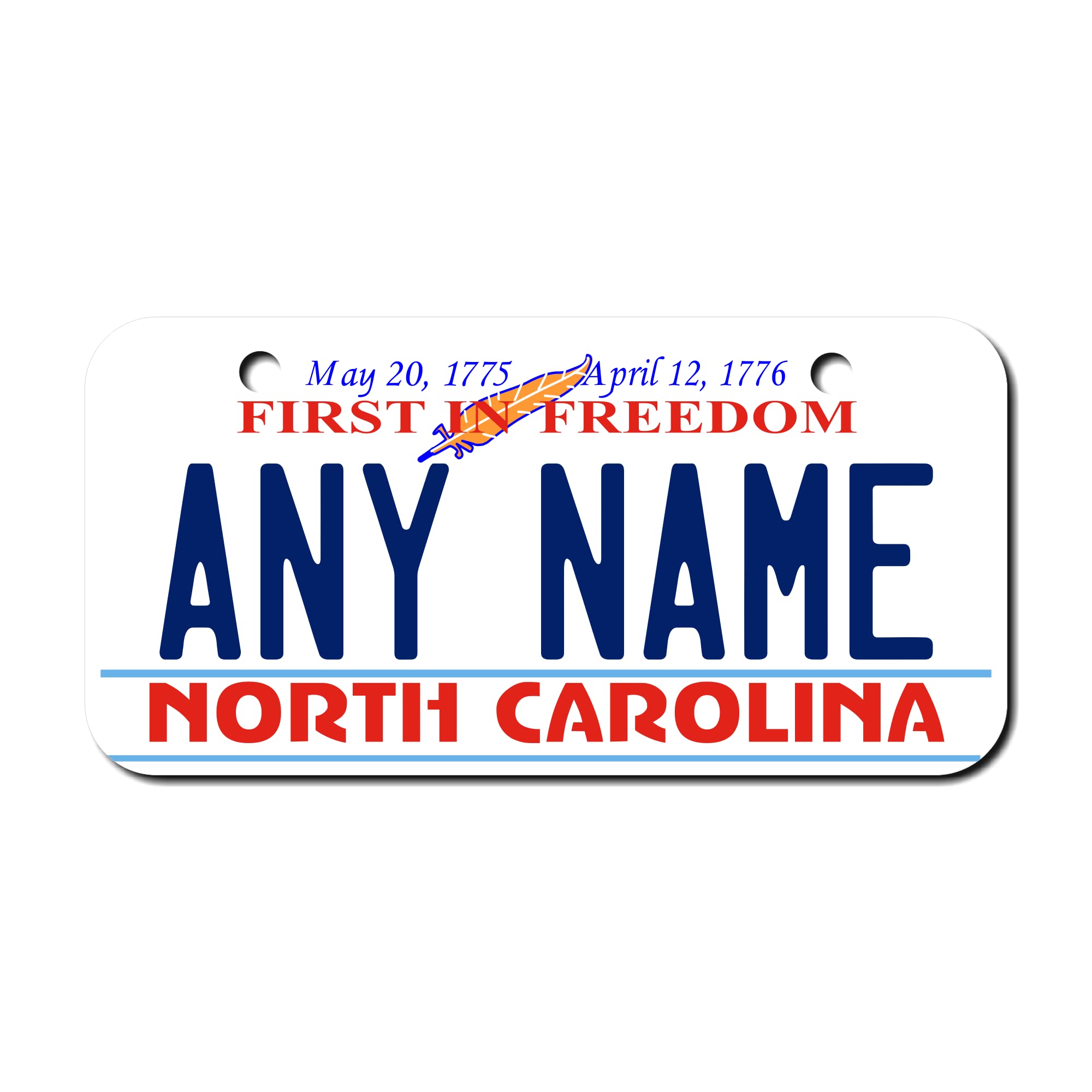 Teamlogo Personalized North Carolina License Plate - Sizes For Kid 'S Bikes, Cars, Trucks, Cart, Key Rings Version 2 (3 X 6 Alum