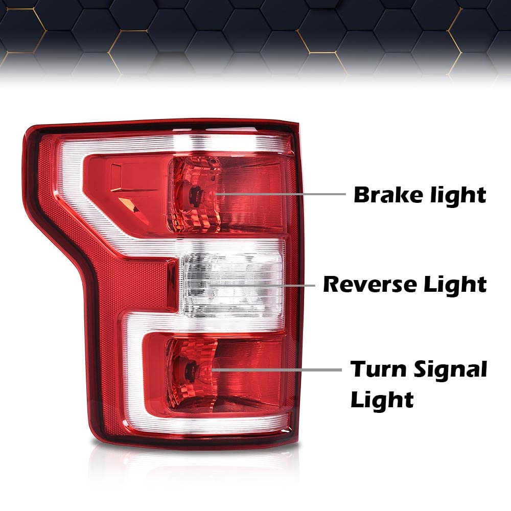 Pit66 Tail Lights Assembly,Compatible With 2018 2019 2020 Ford F150 Rear Tail Lamp Left Driver And Right Passenger Side,Red Lens