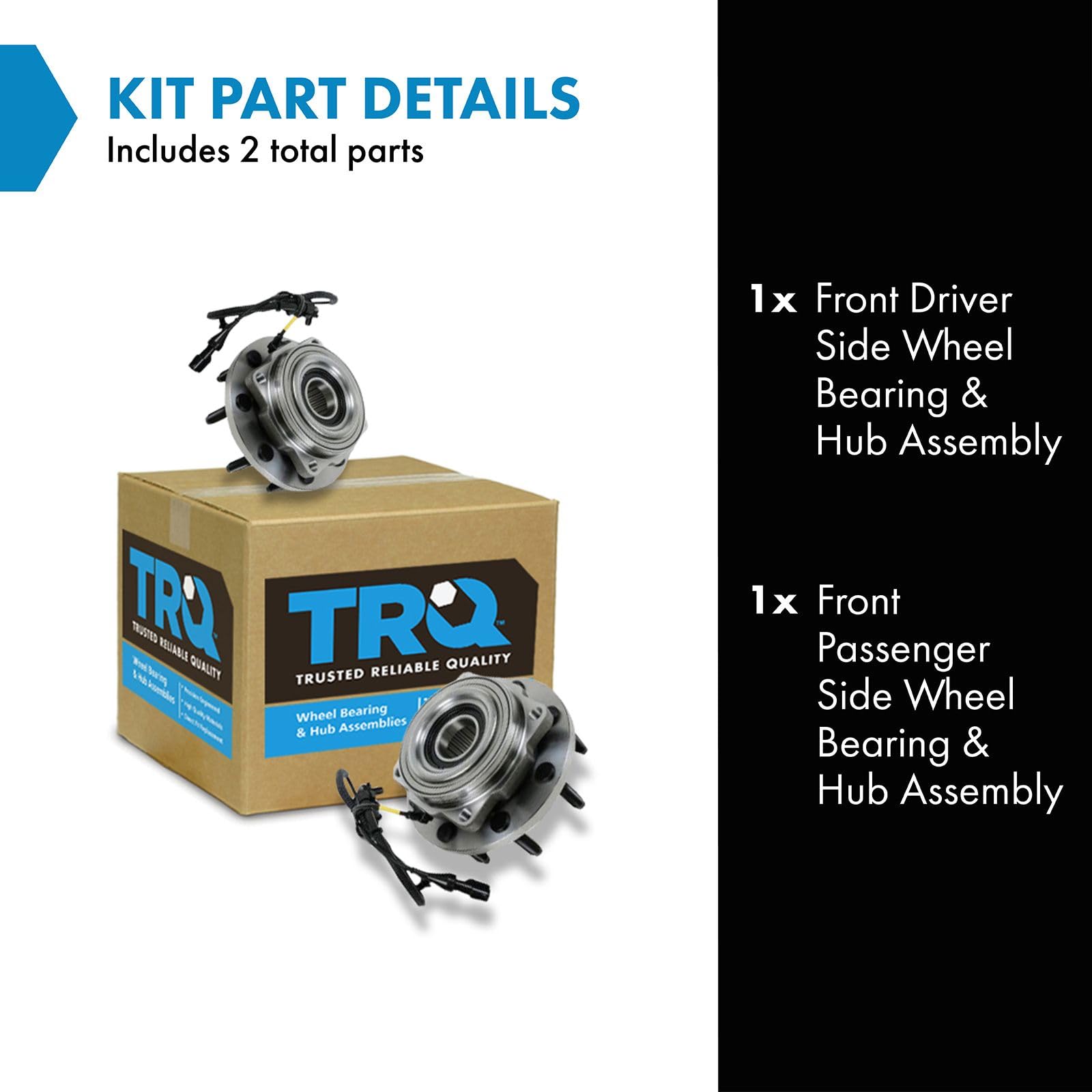 Trq Front Wheel Hub Bearings Assembly Set - Compatible With 2005-2010 Ford F-250, F-350, F-450, F-550 Super Duty