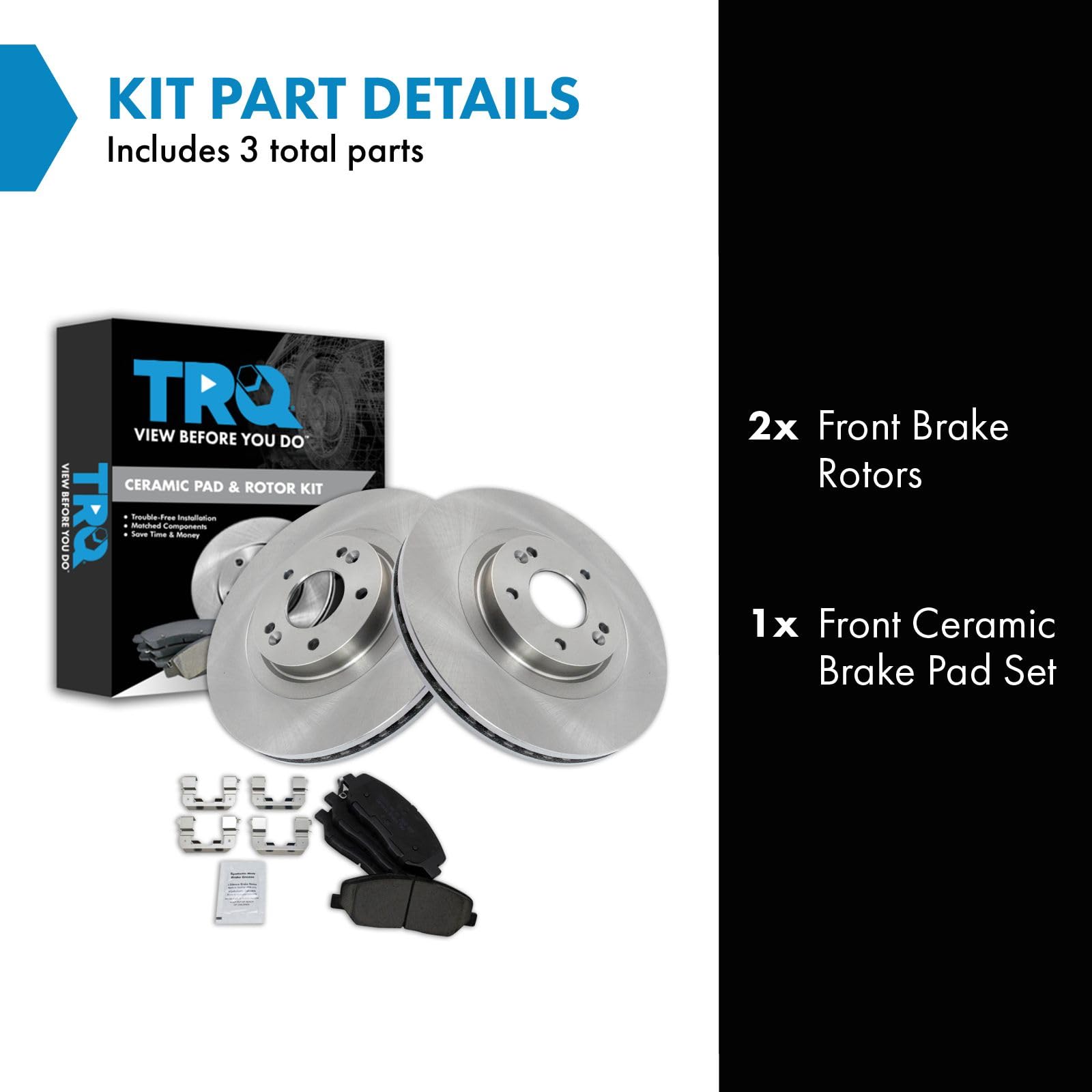 Trq Front Brake Pad & Rotor Kit Brake Pads Brake Rotor Ceramic Compatible With 2013-2016 Hyundai Santa Fe