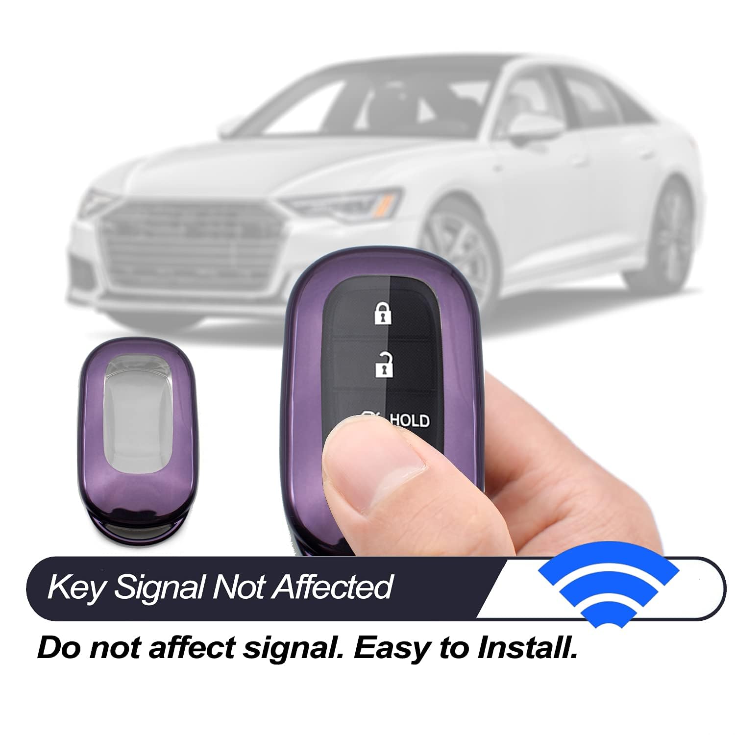 MECHCOS Compatible with 2024 2023 2022 Honda Civic CR-V Accord HR-V Pilot Purple TPU Key Fob Cover Case Remote Holder Skin Protector Keyless Entry Sleeve Accessories