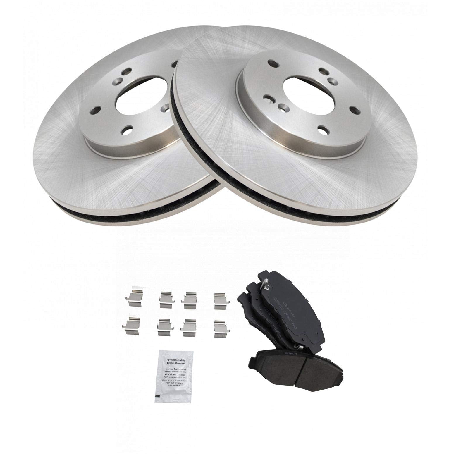 Trq Front Brake Pad & Rotor Kit Brake Pads Brake Rotor Ceramic Compatible With 2003-2008 Honda Pilot