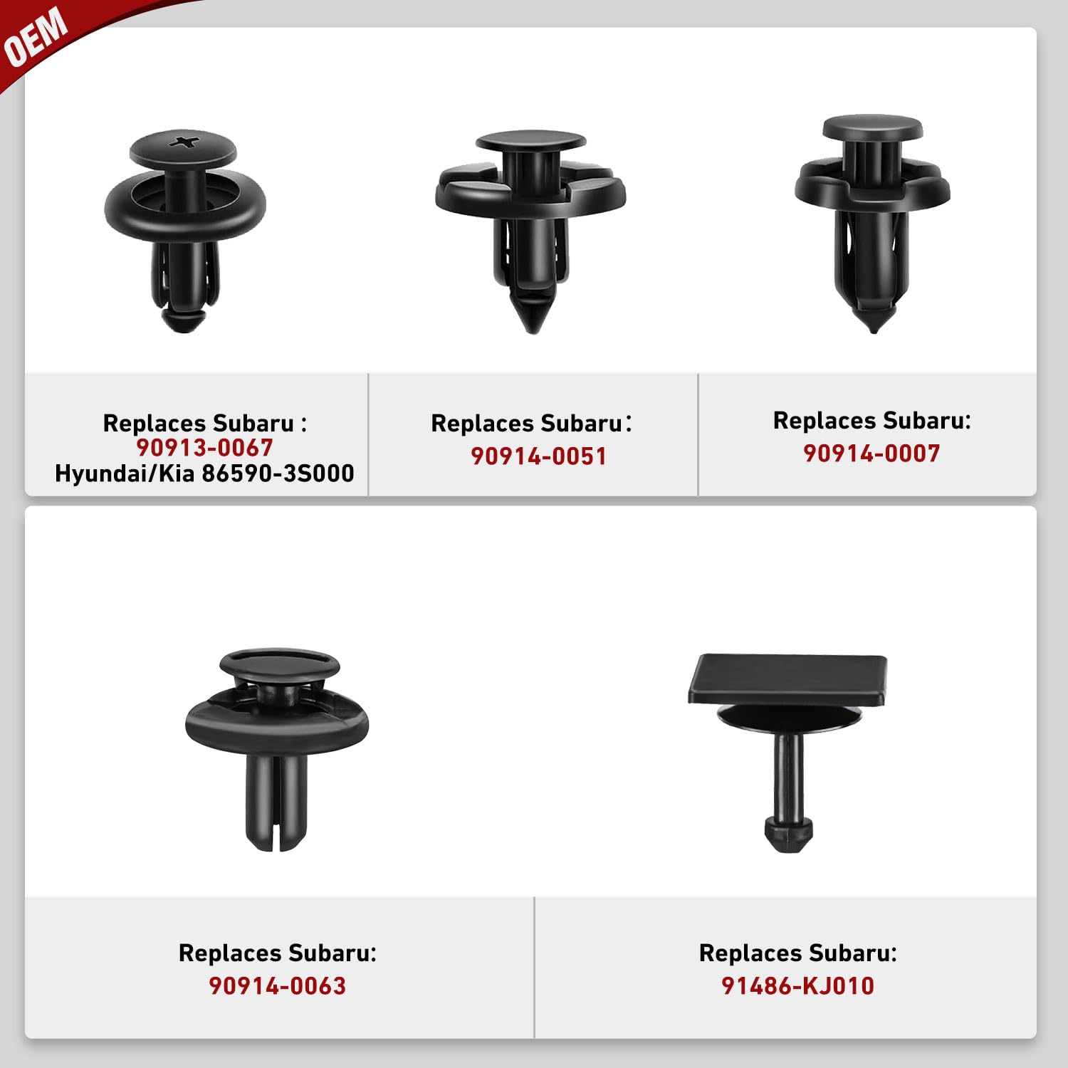 Nilight 158Pcs Fender Liner Retainer Cowl Panel Vent Cap 5 Most Popular Sizes& Applications For Subaru 90913-0067 90914-0051 909