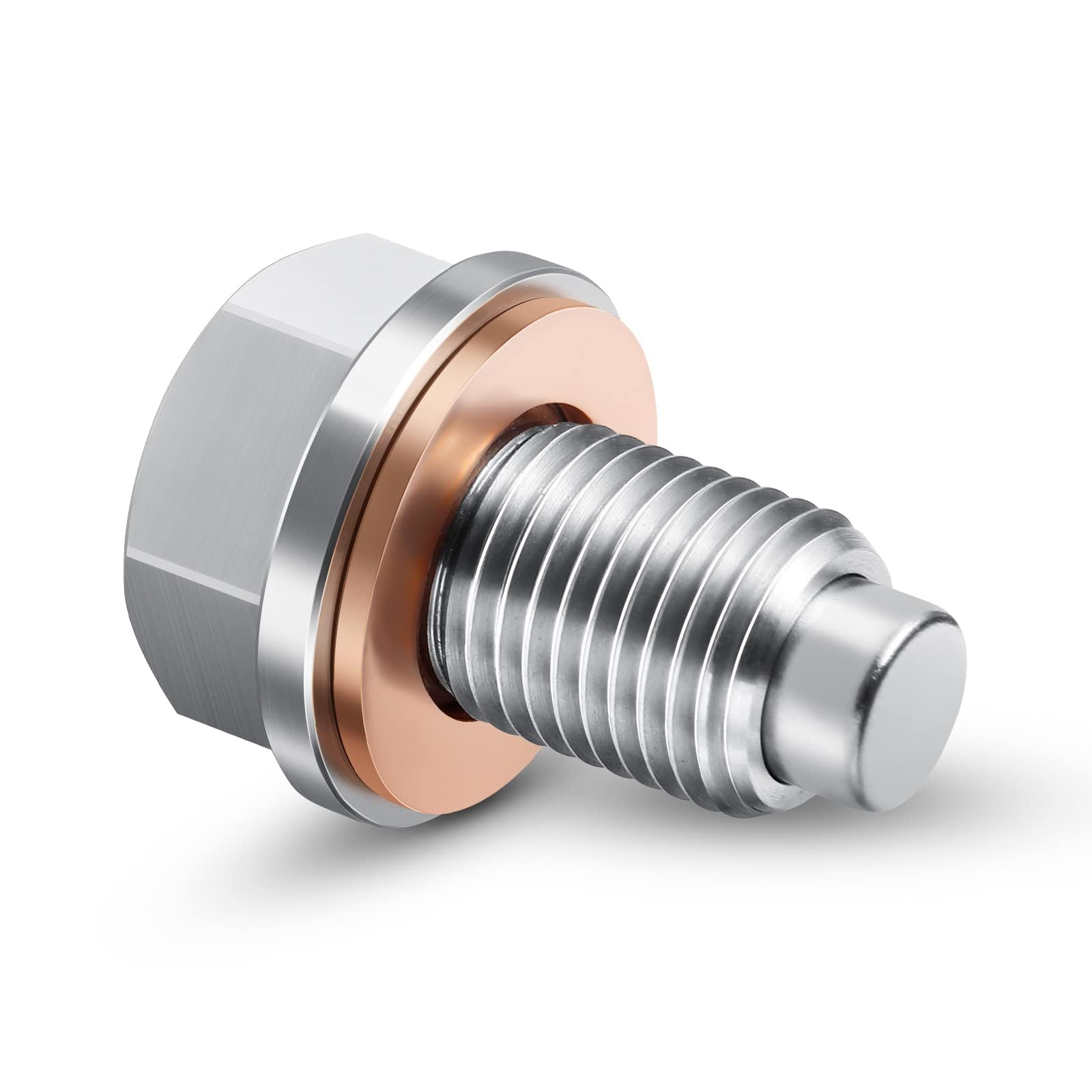 M18 X 1.5 Magnetic Oil Drain Plug Stainless Steel Oil Pan Drain Bolt With Red Copper Washer Gaskets Replacement For Bmw, Land Ro