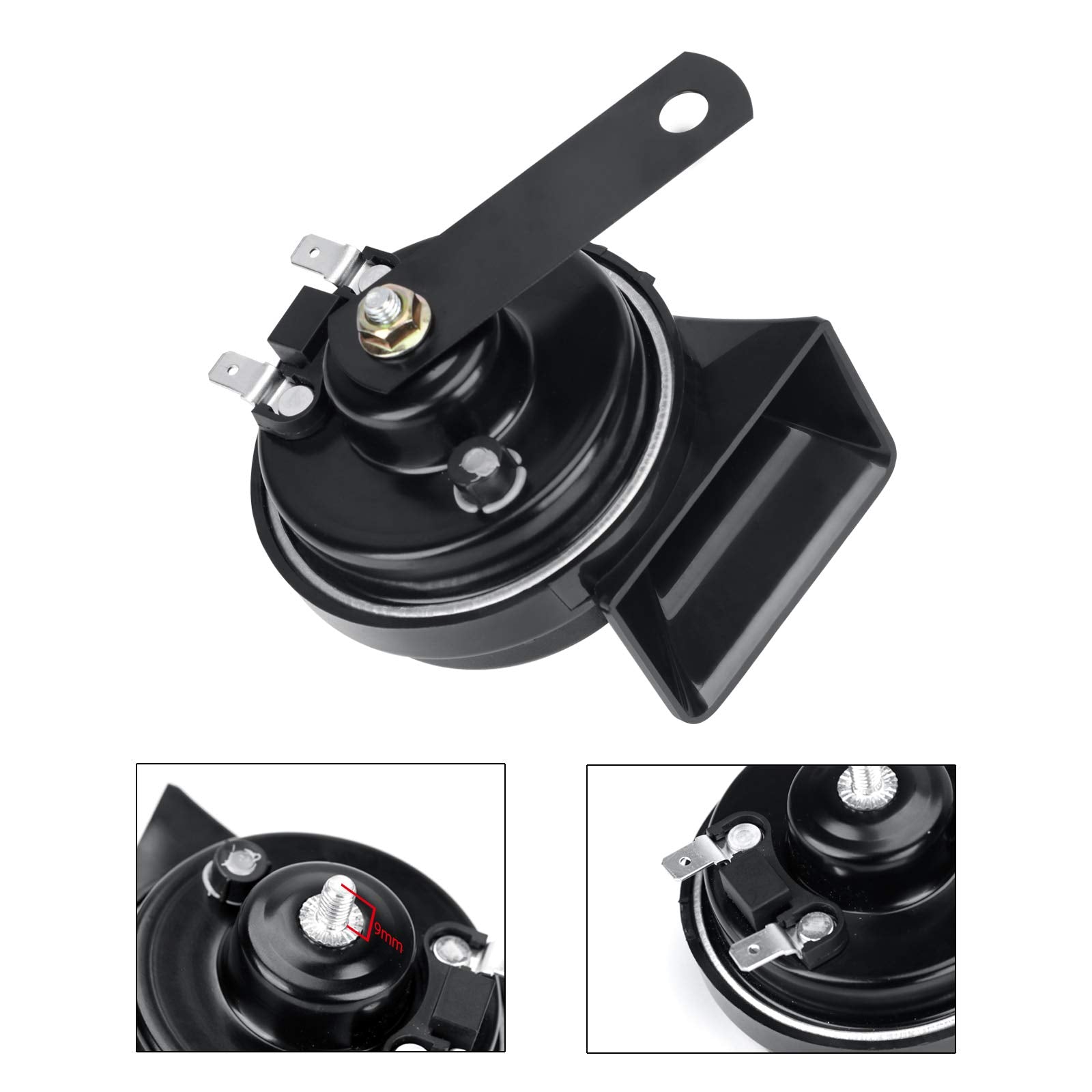 Seineca Car Single Horn Loud Waterproof 12V High Tone Snail Electric Horn For Motorcycle Pickup Rv Suv Mpv Van Electric Scooter. (Black High)