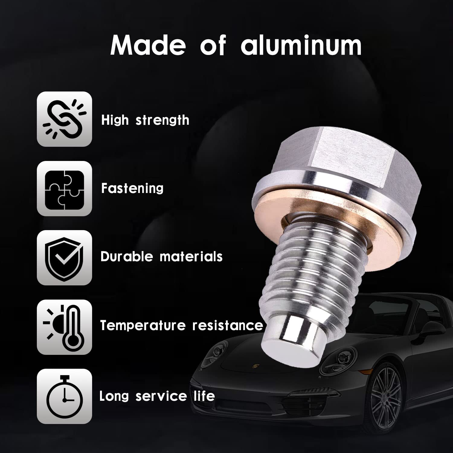 Miytsya Stainless Steel Sump Drain Nut Bolt, 1 PC M14x1.5 Magnetic Oil Drain Plug with 5 PCS Gaskets, Universal for Most Cars Fo