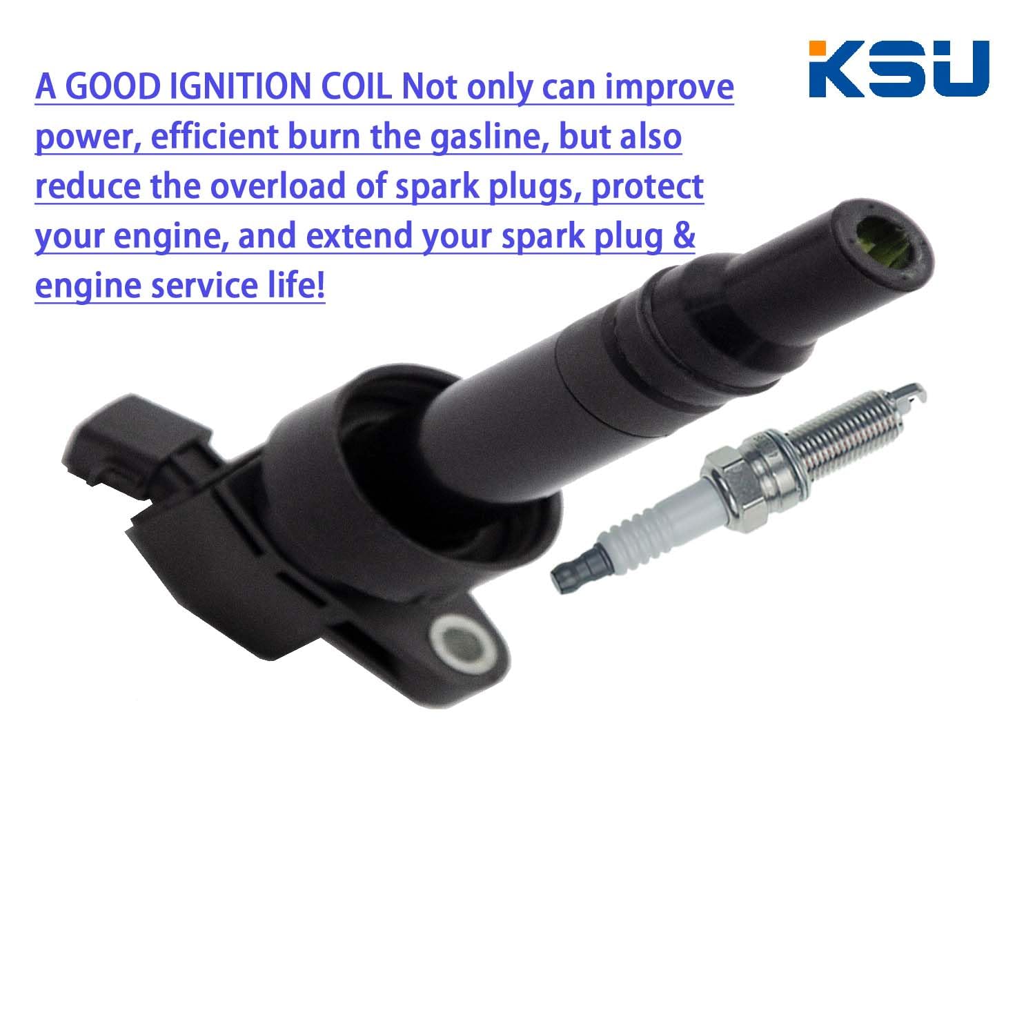 KSU Coil pack & Spark Plug compatible with Hyundai Veloster 1.6L L4 2012 2013 2014 2015 2016 2017