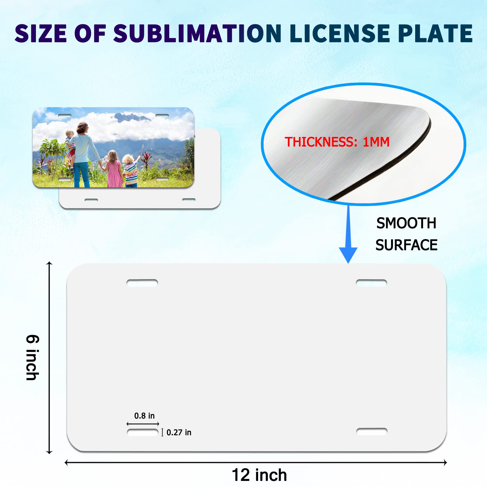 10 Pack Sublimation License Plate Blanks,1Mm Super Thick Heat Thermal Transfer Sheet Diy Picture Sublimation Blank,Metal Aluminu
