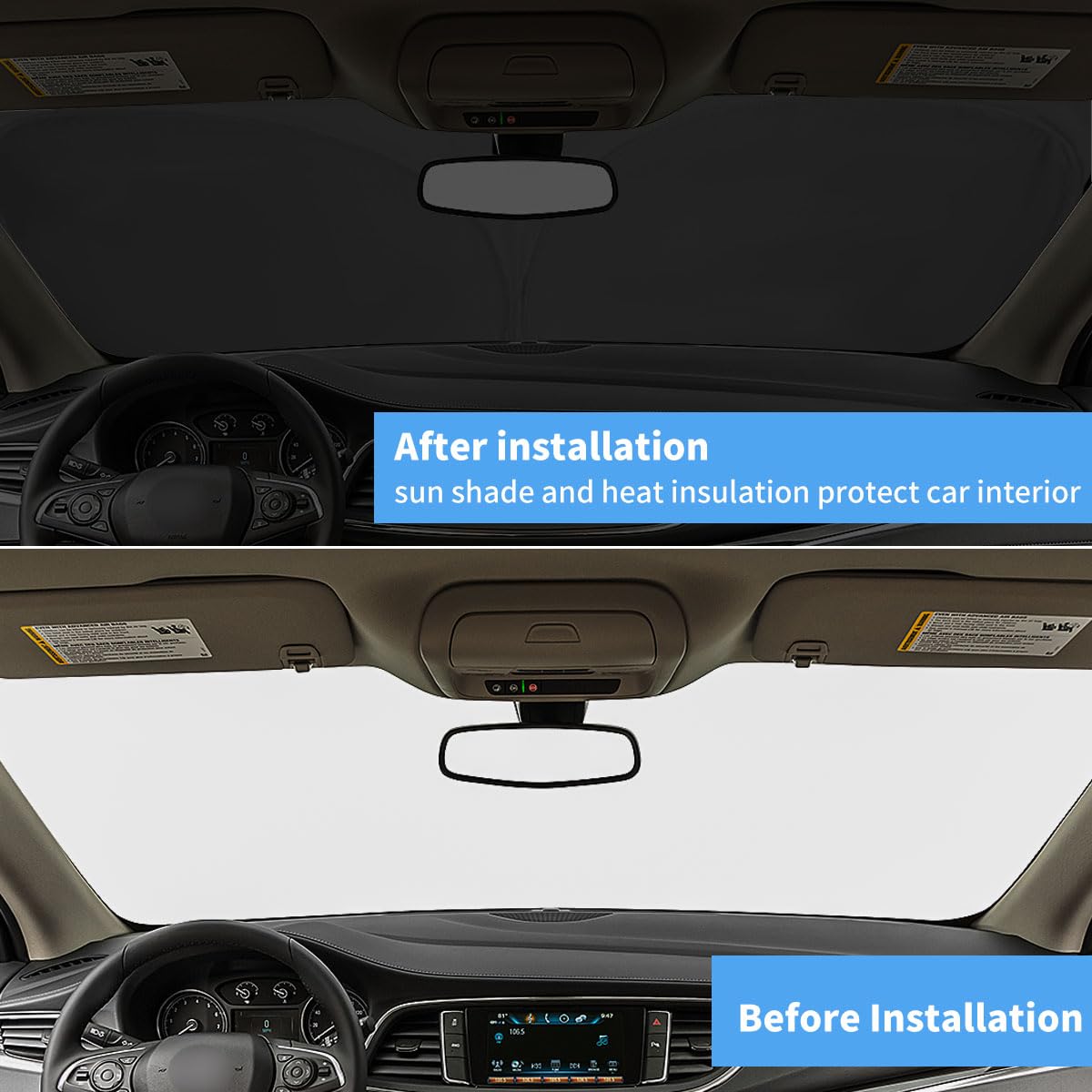 Hohuigo Windshield Sun Shade Custom Fit Buick Enclave 2025 2024 2023 2022 2021 2020 2019 2018 Window Sunshade For Preferred Esse