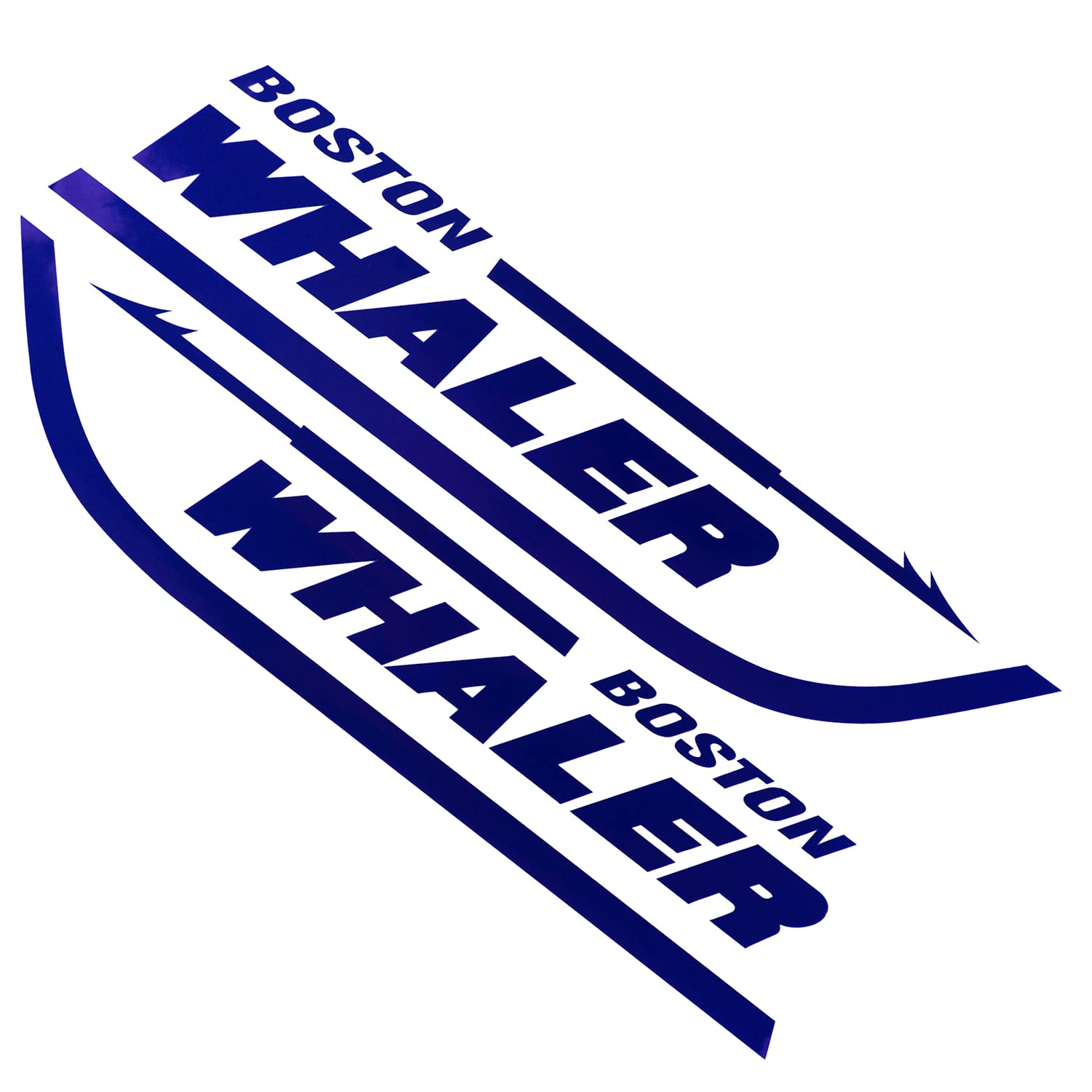 2Pc Boston Whaler Stickers Decal Boat Outboard Motor Fit for Whaler Hull Marine Grade (Blue)