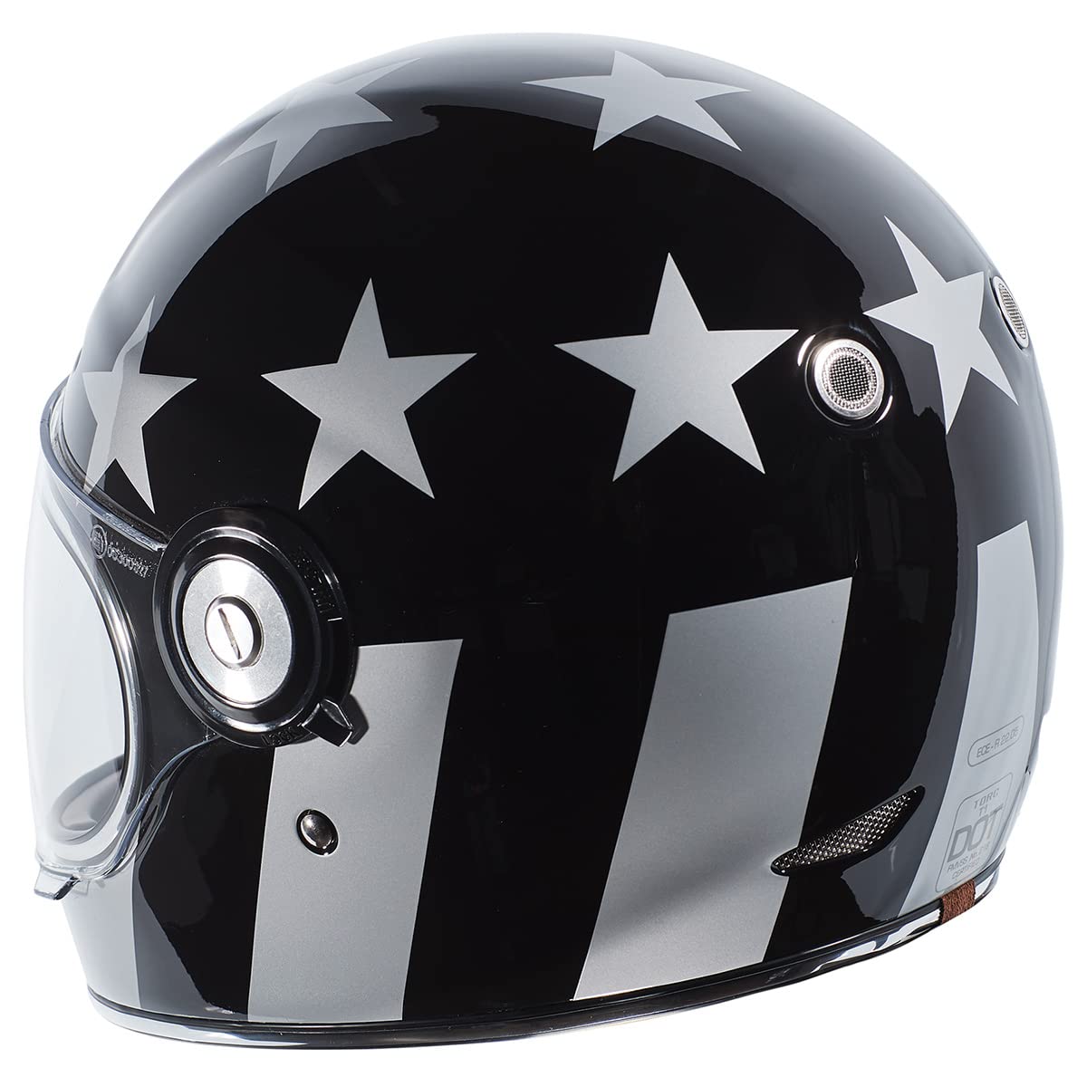 Torc T1 Unisex-Adult Retro Full-Face-Helmet-Style Motorcycle (Captain Vegas Gloss Black, X-Small)