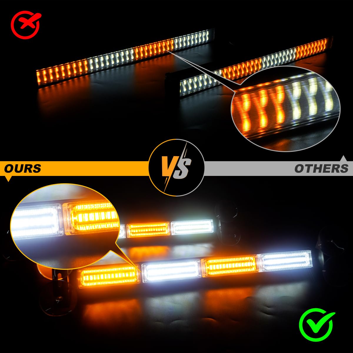 Lrter 2 In 1 Emergency Strobe Traffic Advisor Light Bar Amber White Warning Hazard Safety Interior Windshield Dash Lights Emerge