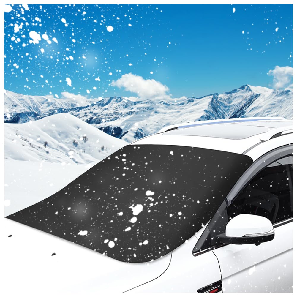 Carleef Magnetic Windshield Cover For Ice And Snow,Anti-Theft Car Windshield Snow Cover With 5 Invisible Magnets,All-Season Univ