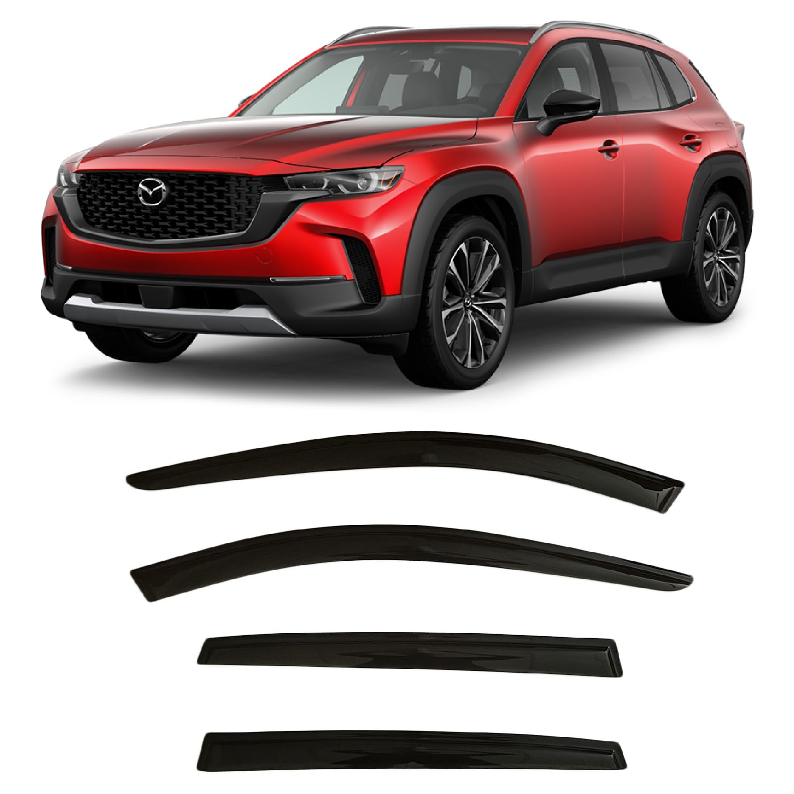 2023-2025 Tape-On Rain Guards For Mazda Cx-50 Side Window Visor Deflectors 2.5 S Select Preferred Plus Premium Turbo Meridian Cx