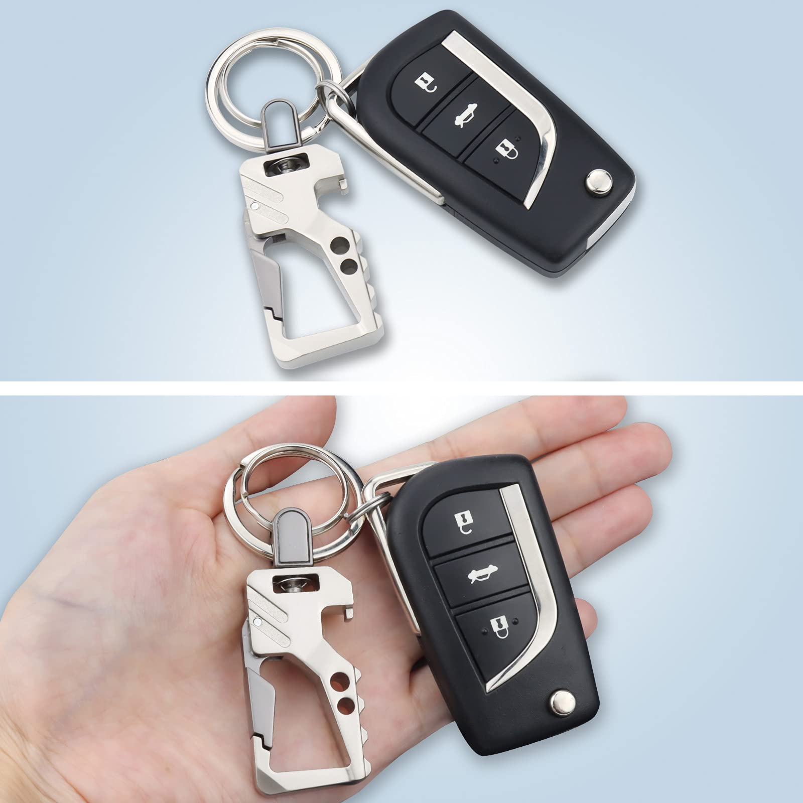 Exsun 2Pcs Keychains, Key Chains For Carabiner Keychain Car Key Chain Bottle Opener Keychain For Men And Women (Gold)