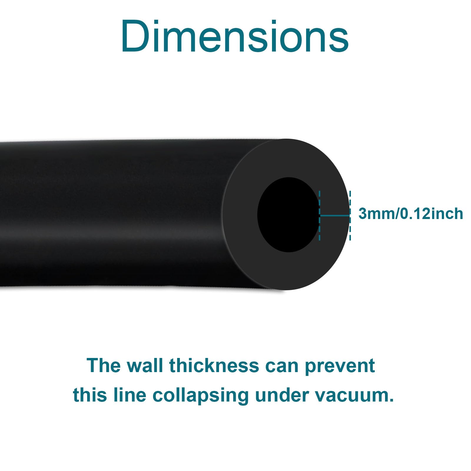 Gephynm Vacuum Hose Automotive, 10 Ft 1/4 Inch Id Vacuum Line, 130Psi Max Pressure Vacuum Lines Automotive, Silicone Hose