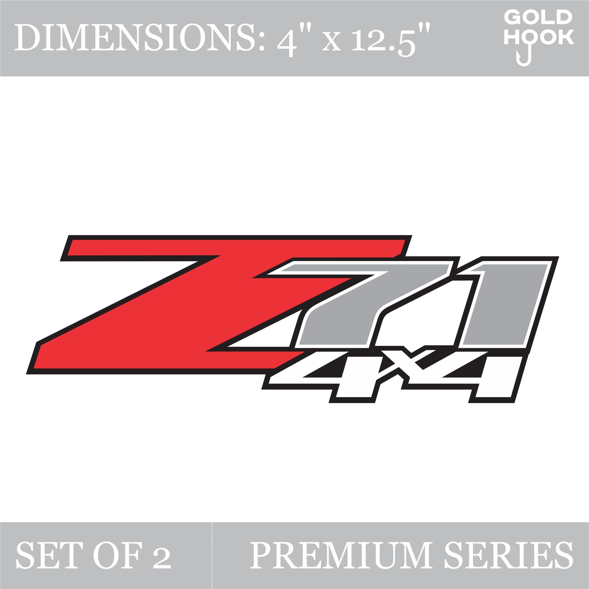 Chevy Silverado Z71 4X4 Decals Stickers (Dimensions 12.5'' X 4'') - F (2007-2013) Bed Side 1500 2500 Hd (Set Of 2) (Gloss (Premi