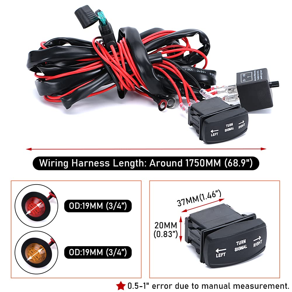 Hypertune Universal Atv/Utv Turn Signal Kit Horn Flasher Relay Kit Compatible With Polaris Kawasaki Golf Cart Arctic Cat Sxs Atv Utv Street Legal Kit Vertical Green