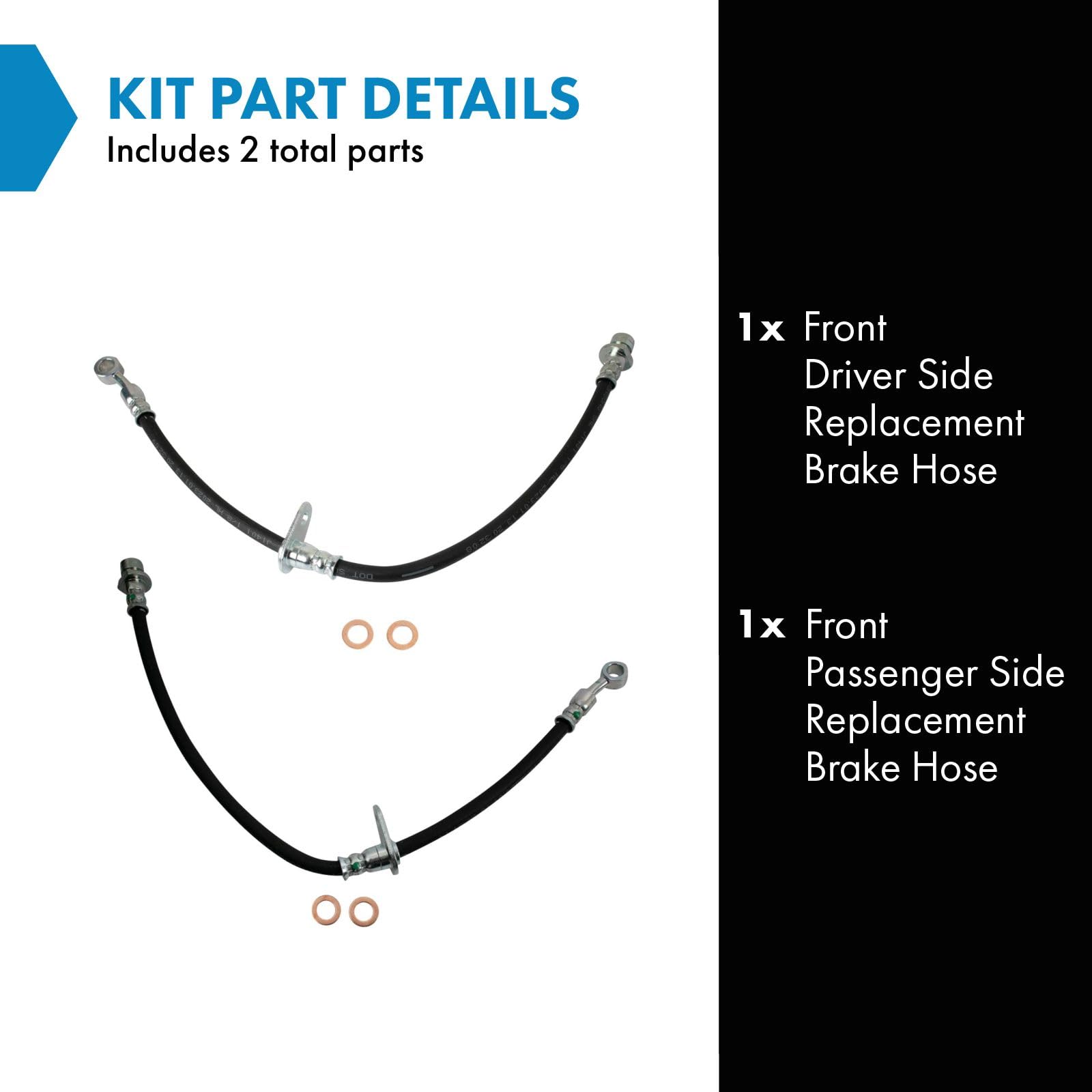 Trq Front Brake Hose Set Compatible With 2004-2008 Acura Tl Tsx 2003-2007 Honda Accord