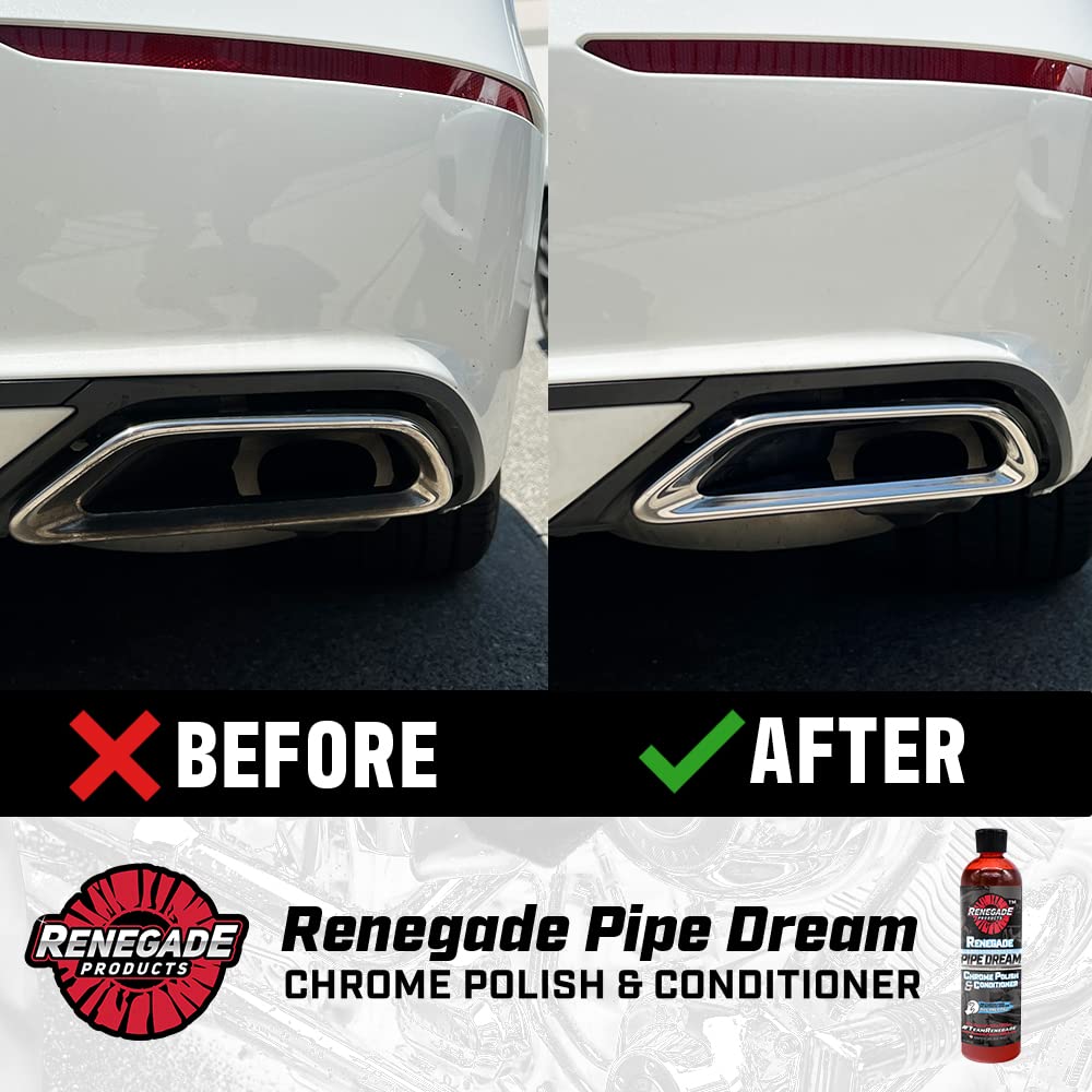 Renegade Products Rebel Pipe Dream 12 oz Chrome Polish Conditioner & Cleaner for Pipes, Stacks, Exhaust - Shine & Protect