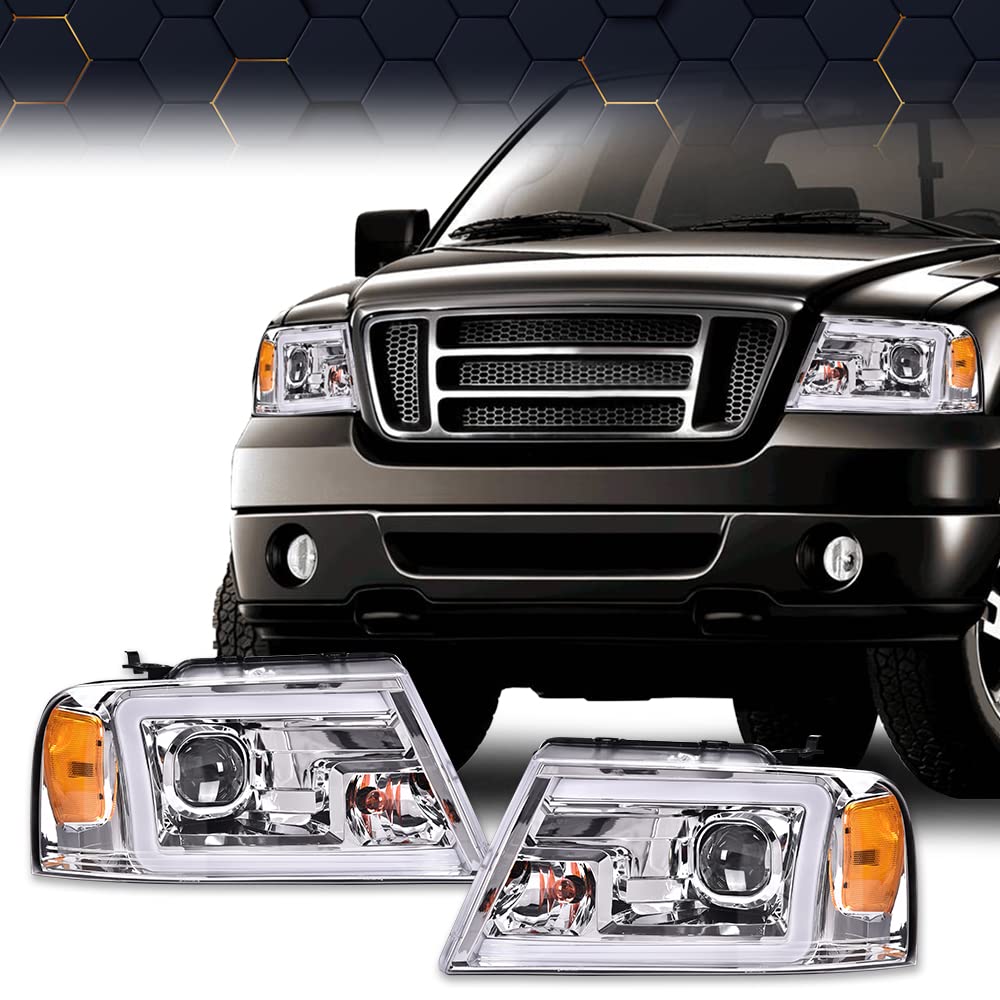 Pit66 Led Drl Headlights, Compatible With 2004-2008 Ford F150/ Compatible With 06-08 Lincoln Mark Lt(Not Compatible With 2004 F150 Heritage/Flareside Beds Models)