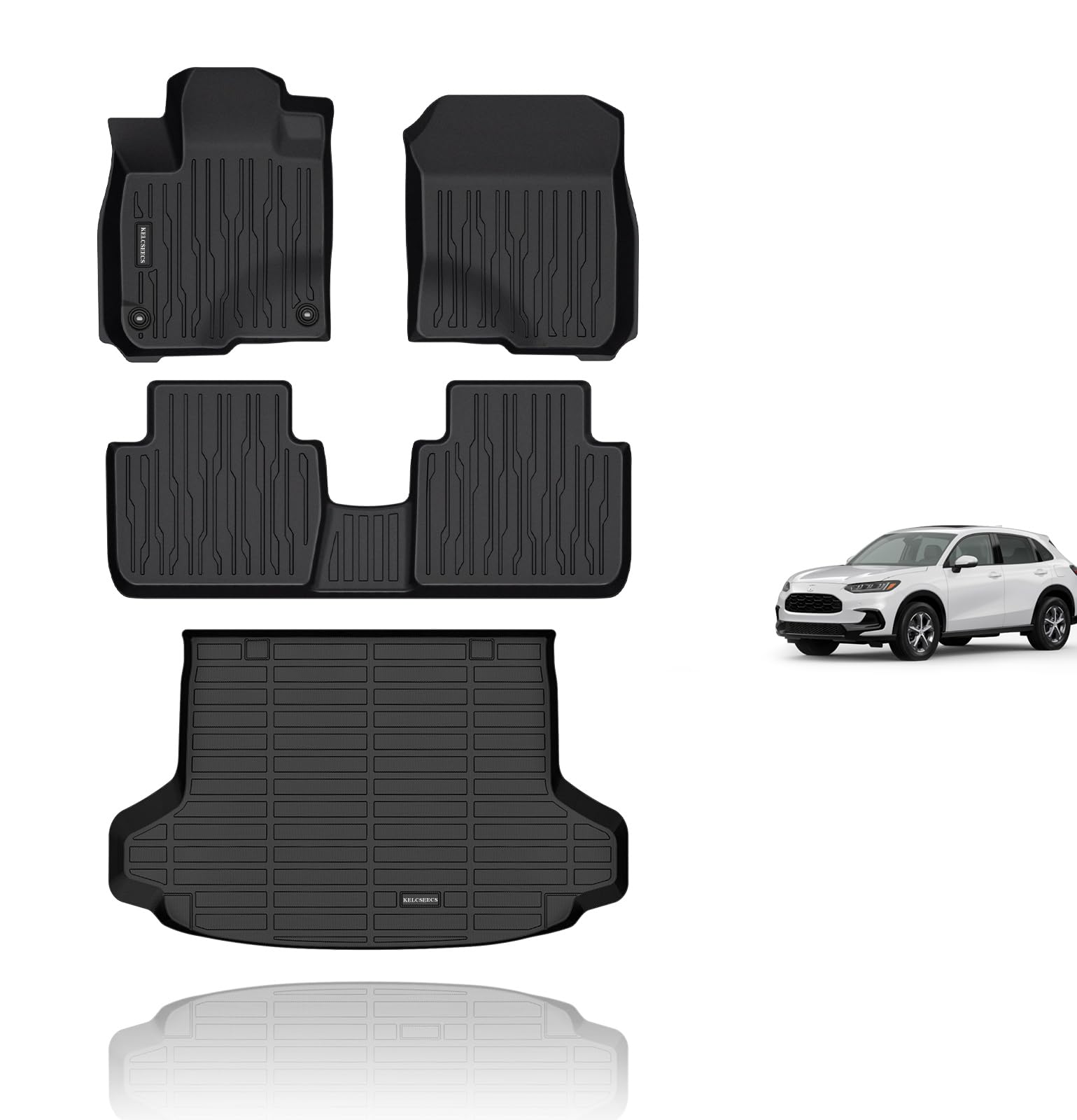 KELCSEECS Floor Mats & Cargo Liner Custom for 2026 2025 2024 2023 Honda HRV/Honda HRV Hybrid Car Mats Cargo Mat Floor Liners Tru