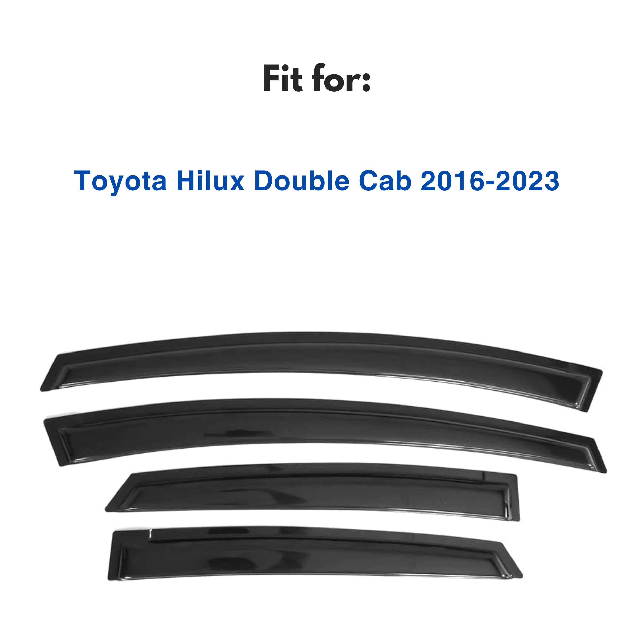 Ig Window Visor For Toyota Hilux Double Cab 2016-2023, Rain Guard Tape-On Extra Durable Sun Wind Side Vent Window Deflector Muge