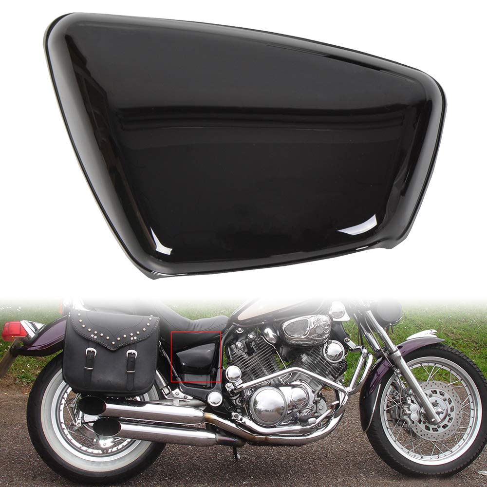 ECOTRIC Motorcycle Black Panel Battery Cover Fairing Compatible with 1984-Up Yamaha XV 700 750 1000 1100 Virago Battery Side Fai