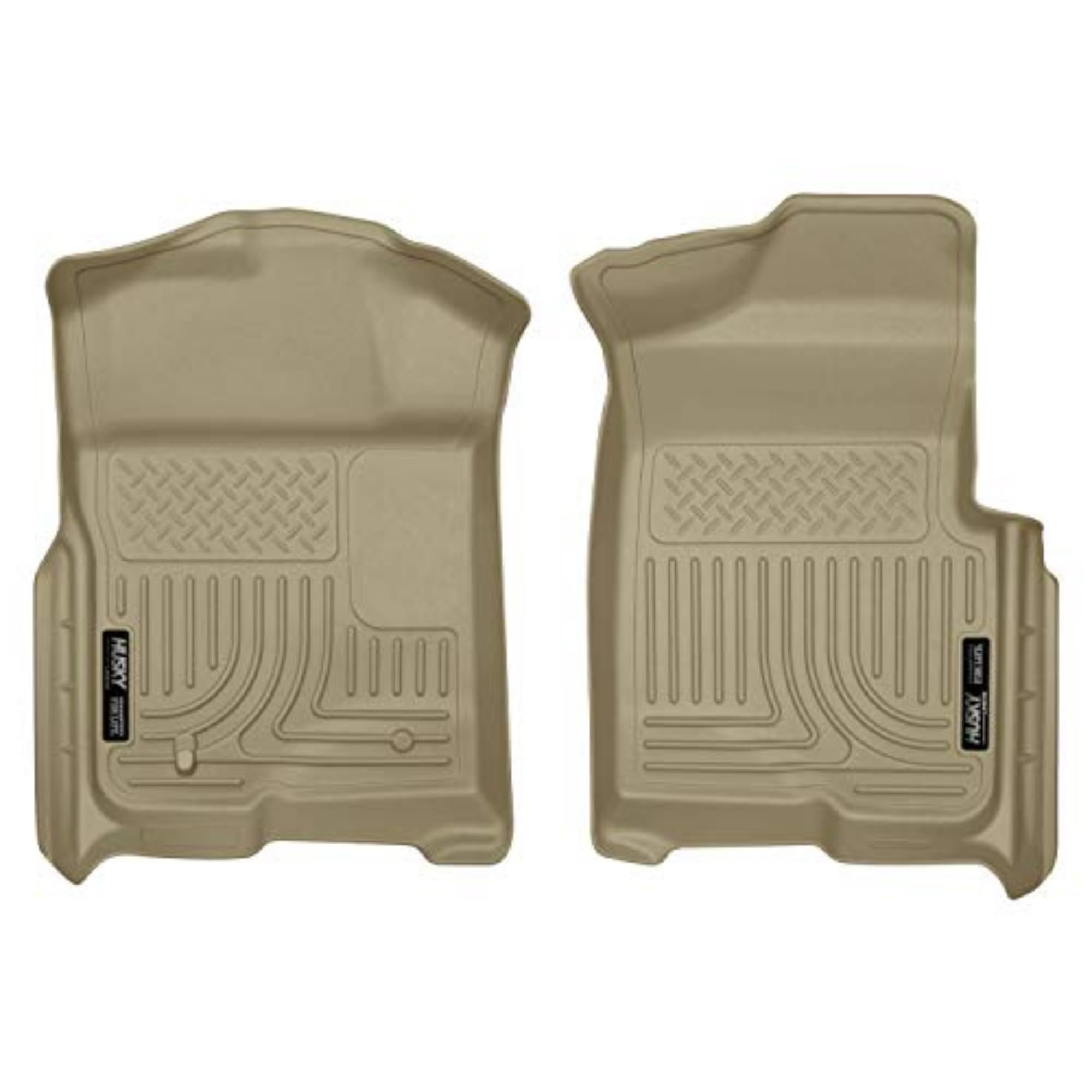 Husky Liners Weatherbeater Floor Mats | Fits 2009-2014 Ford F-150 All Cabs Without Manual Shifter | Front Row, 2-Pc Tan - 18333