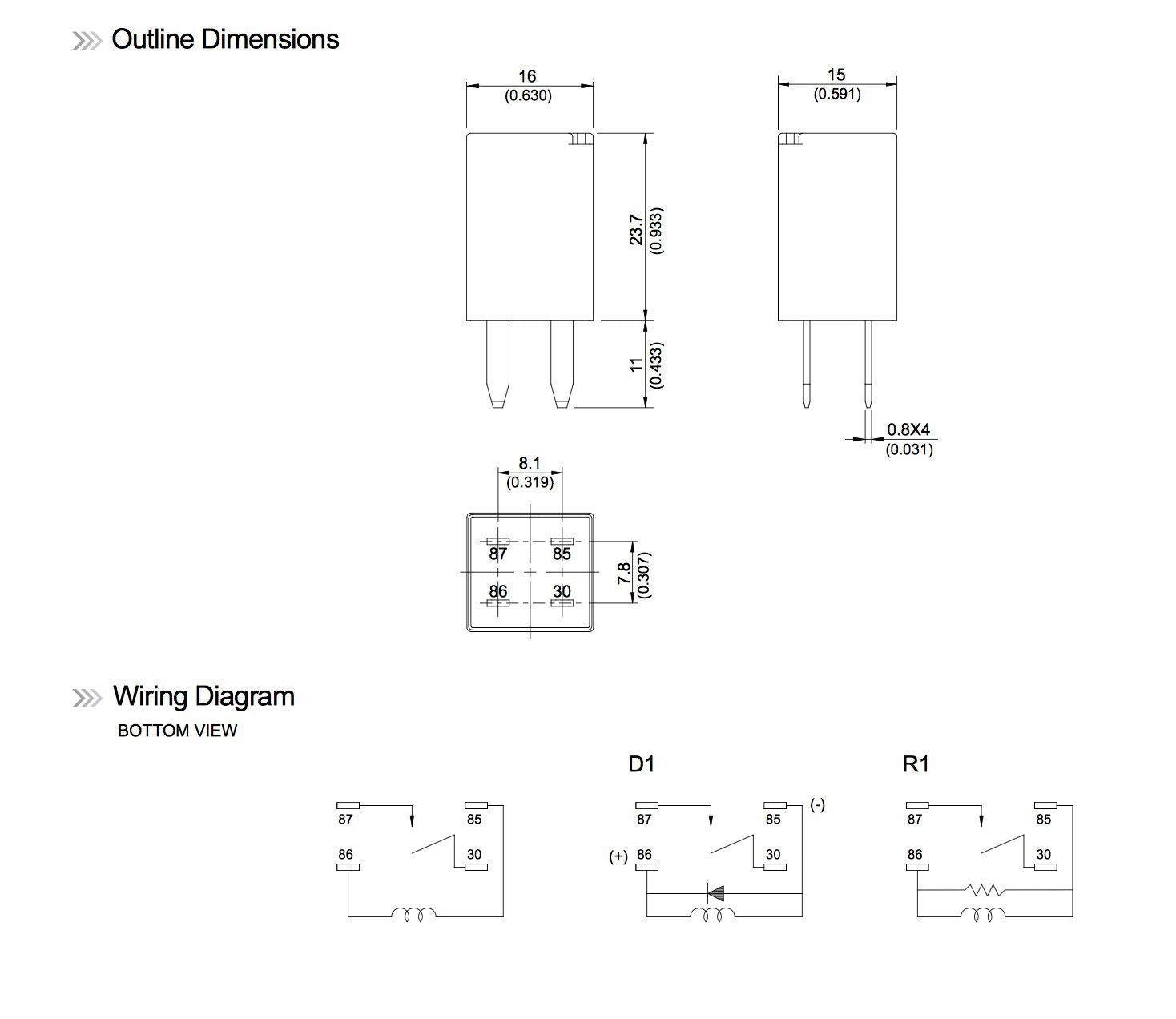 Automotive Purpose Relays 303-1Ah-C-R1-U01-12Vdc Spno 20A 12Vdc For Polaris Rzr Slingshot Ranger Sportsman Cooling Fan Relay (4