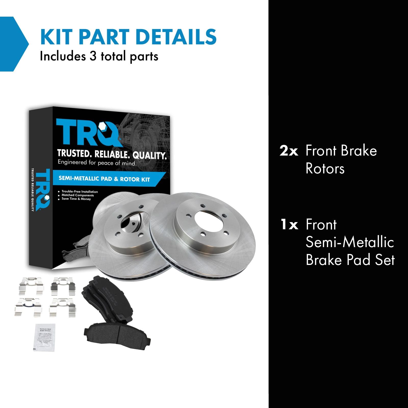 Trq Front Brake Pad & Rotor Kit Brake Pads Brake Rotor Semi-Metallic Compatible With 2002-2005 Ford Explorer Mercury Mountaineer