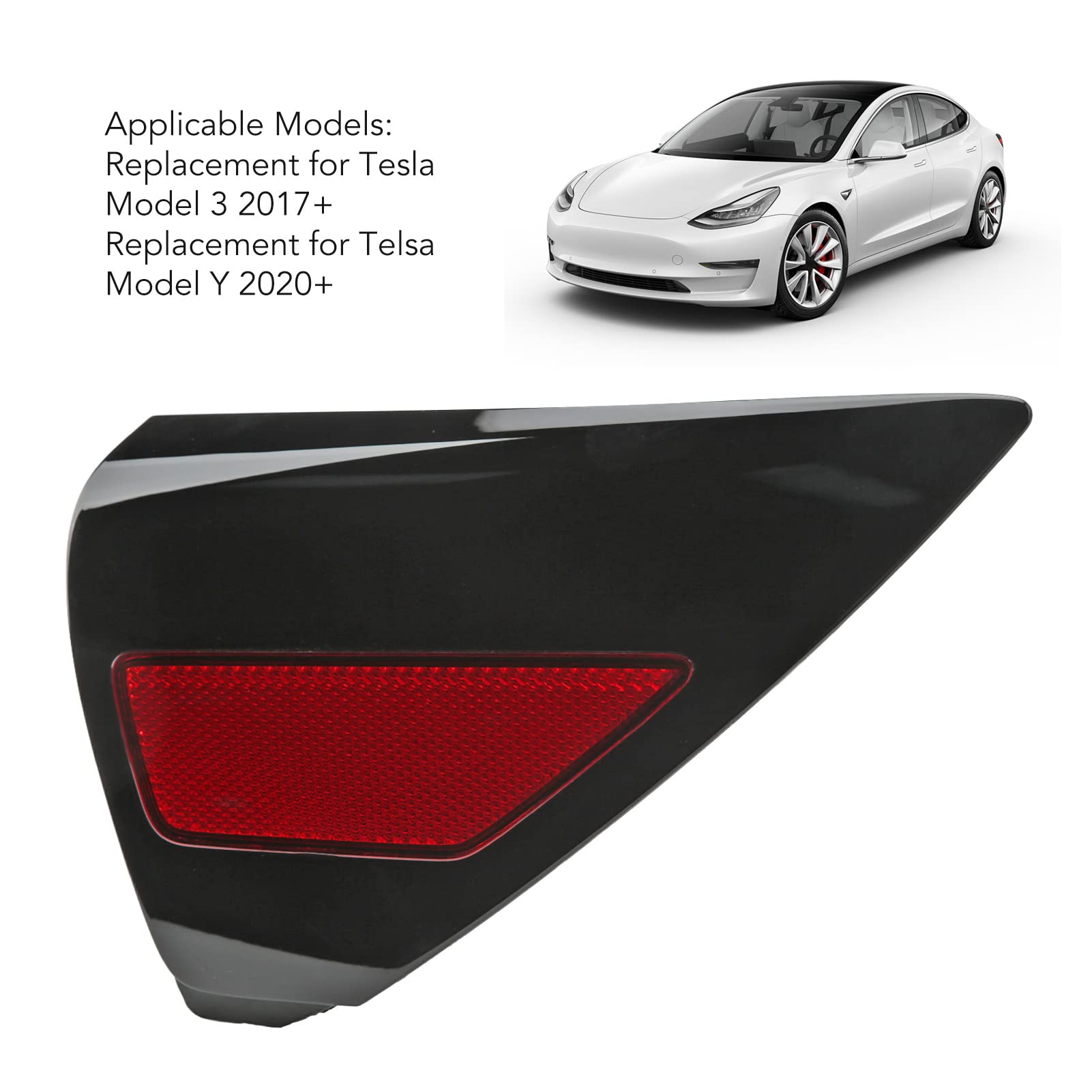 Right Side Marker Light, Rear Right Bumper Reflector Light 1100781-99-D Charging Port Cover Replacement for Tesla Model 3 2017 u